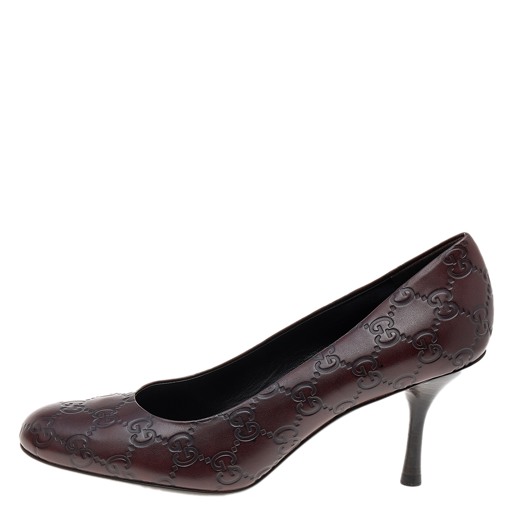 

Gucci Dark Brown Guccissima Leather Round Toe Pumps Size