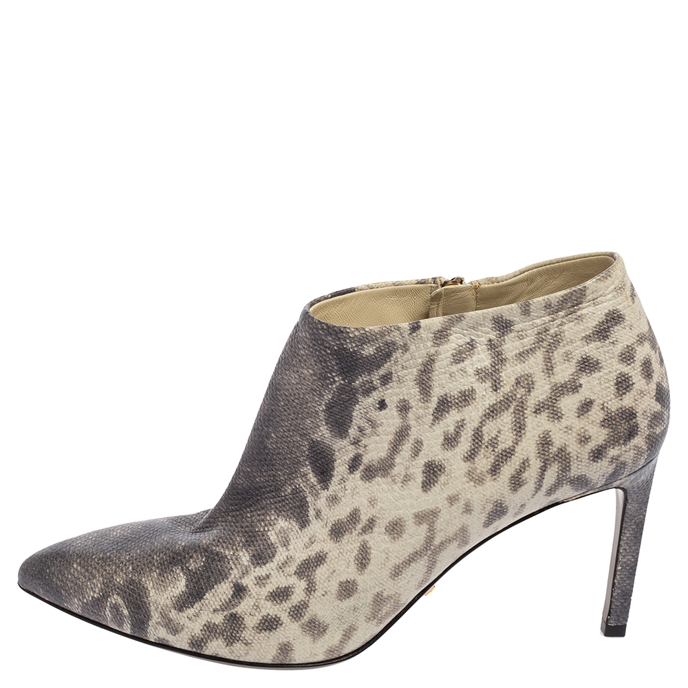 

Gucci Grey/Brown Karung Leather Booties Size