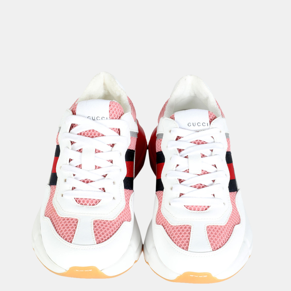 

Gucci White/Red Faux Leather & Mesh Rhyton Sneakers EU