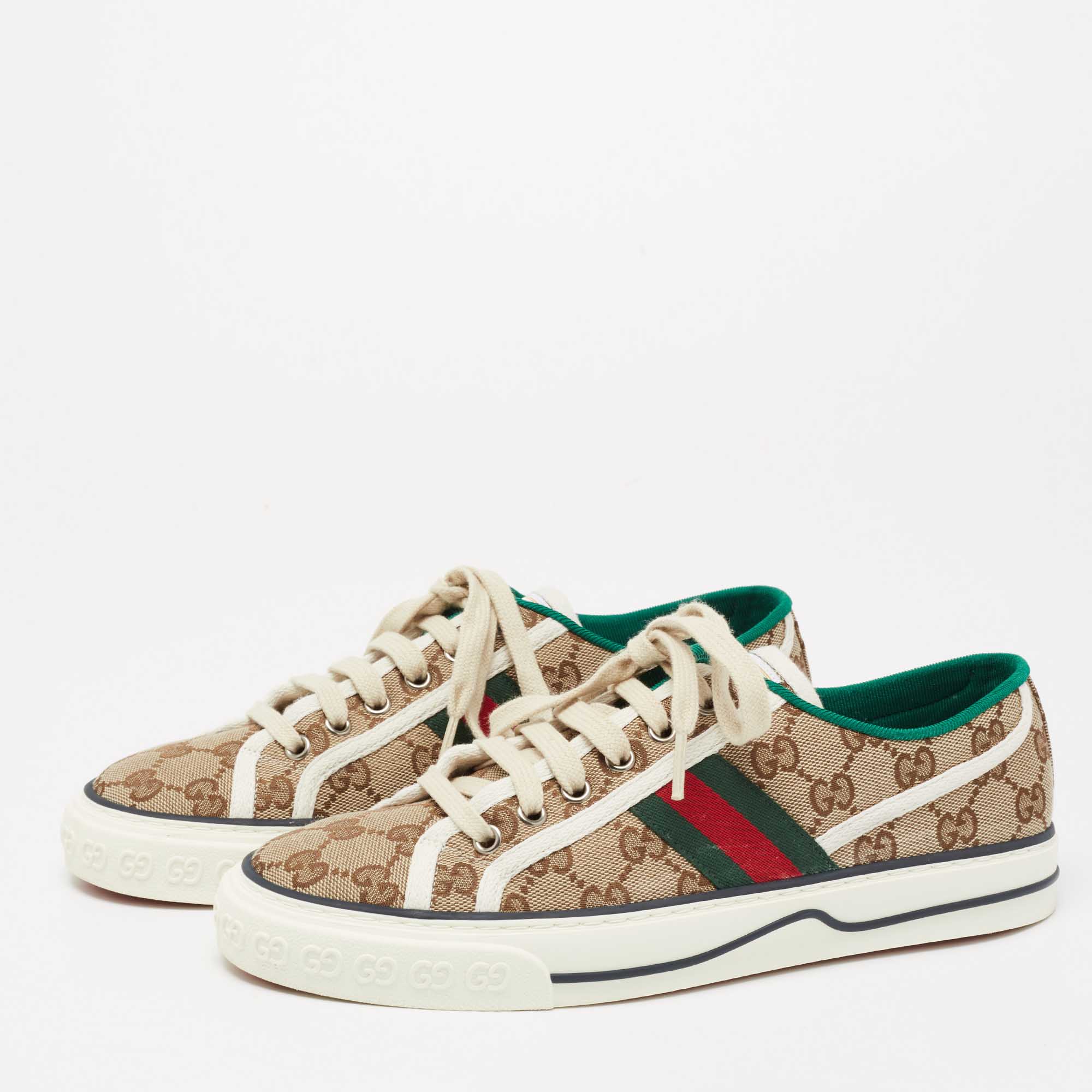 

Gucci Beige/Brown GG Canvas Tennis 1977 Low-Top Sneakers Size