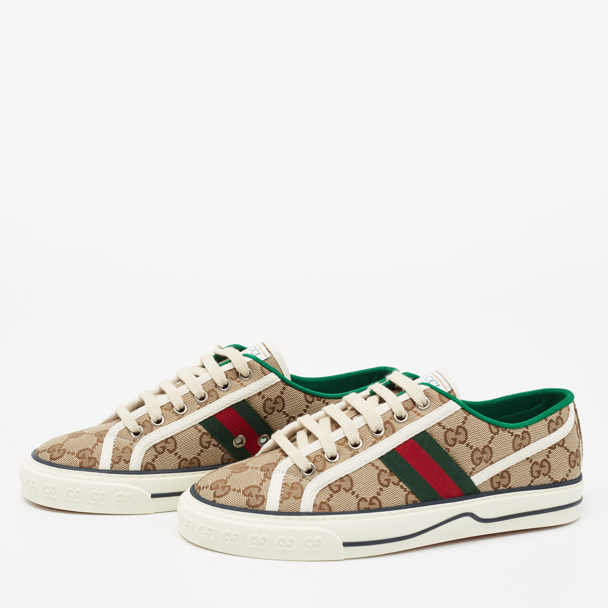 

Gucci Brown/Beige GG Canvas Tennis 1977 Low-Top Sneakers Size