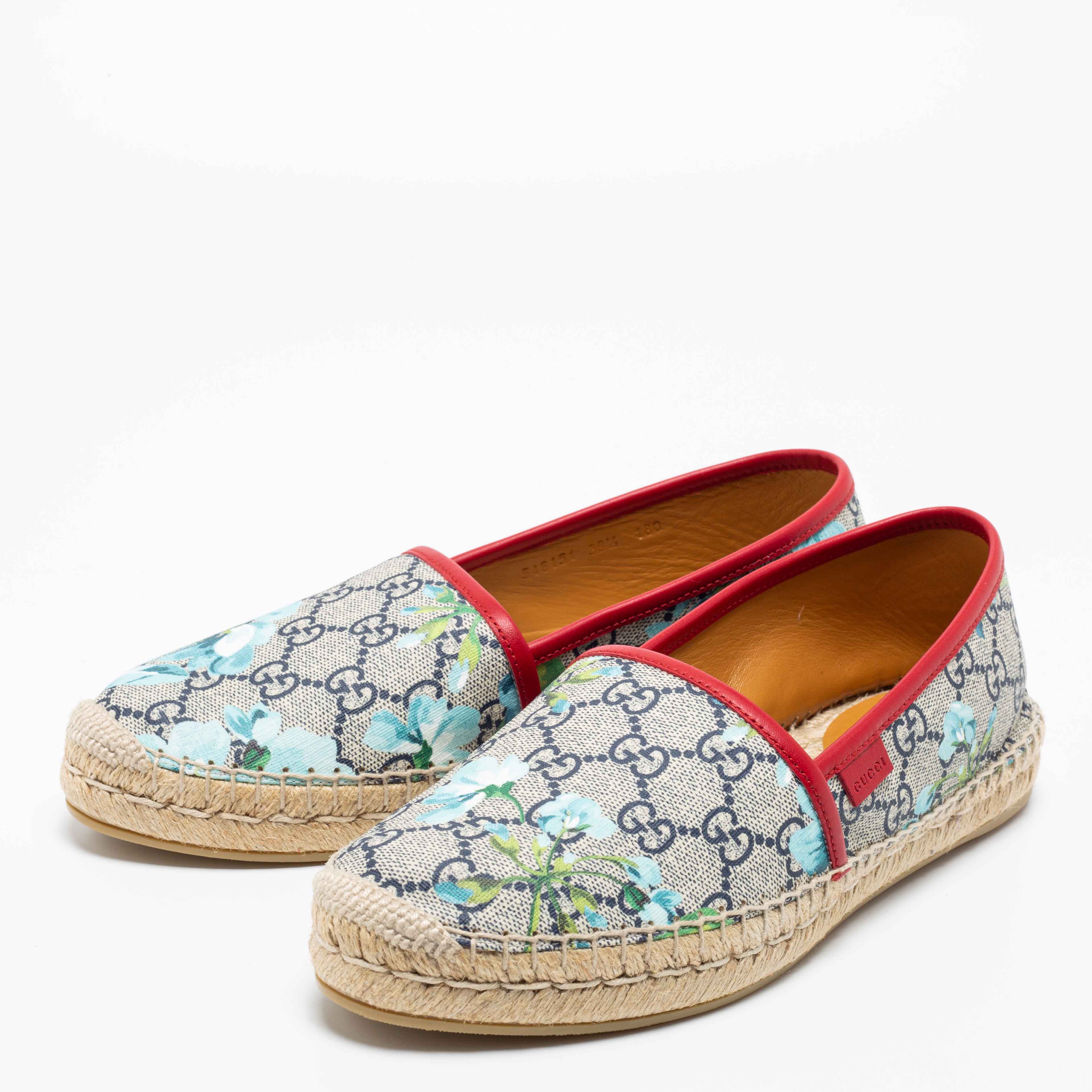 

Gucci Multicolor GG Blooms Canvas Slip On Espadrille Flats Size