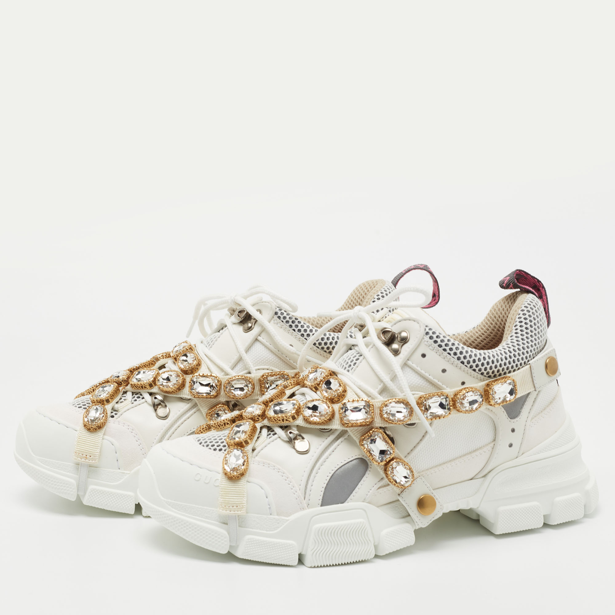 

Gucci White Leather And Mesh Flashtrek Chunky Sneakers Size