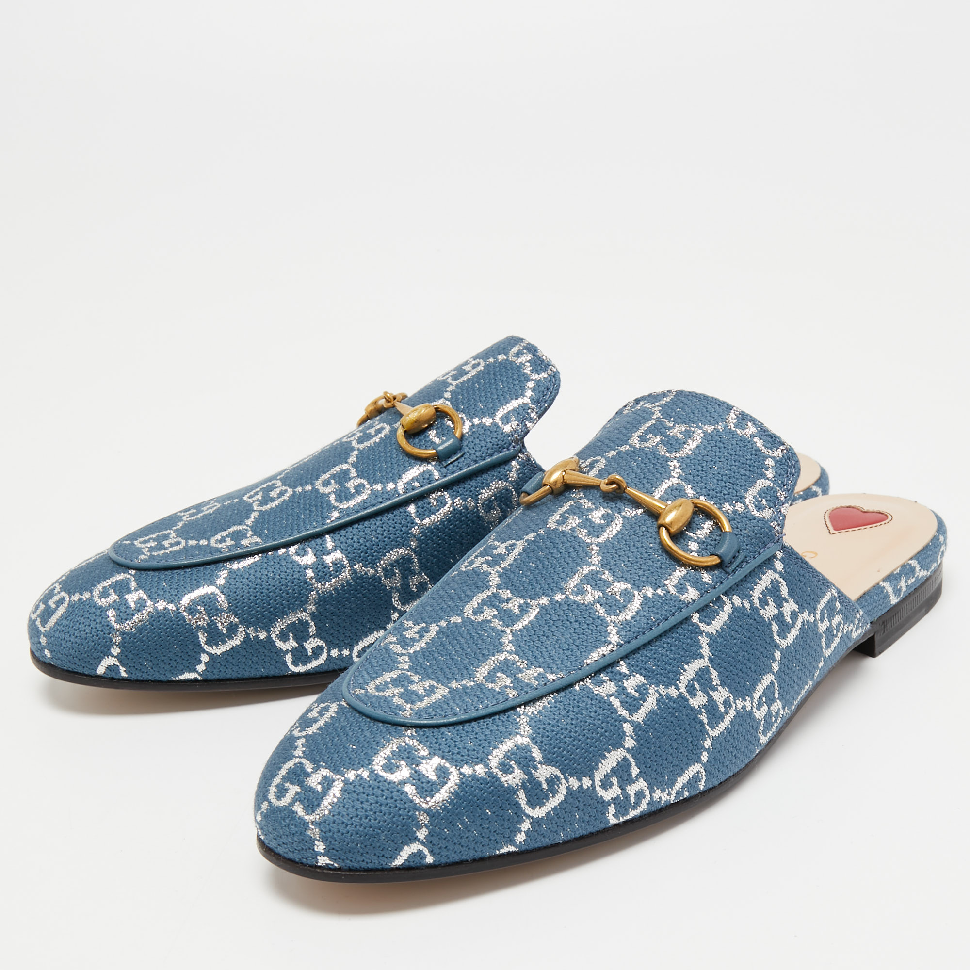 

Gucci Blue GG Denim Princetown Flat Mule Size