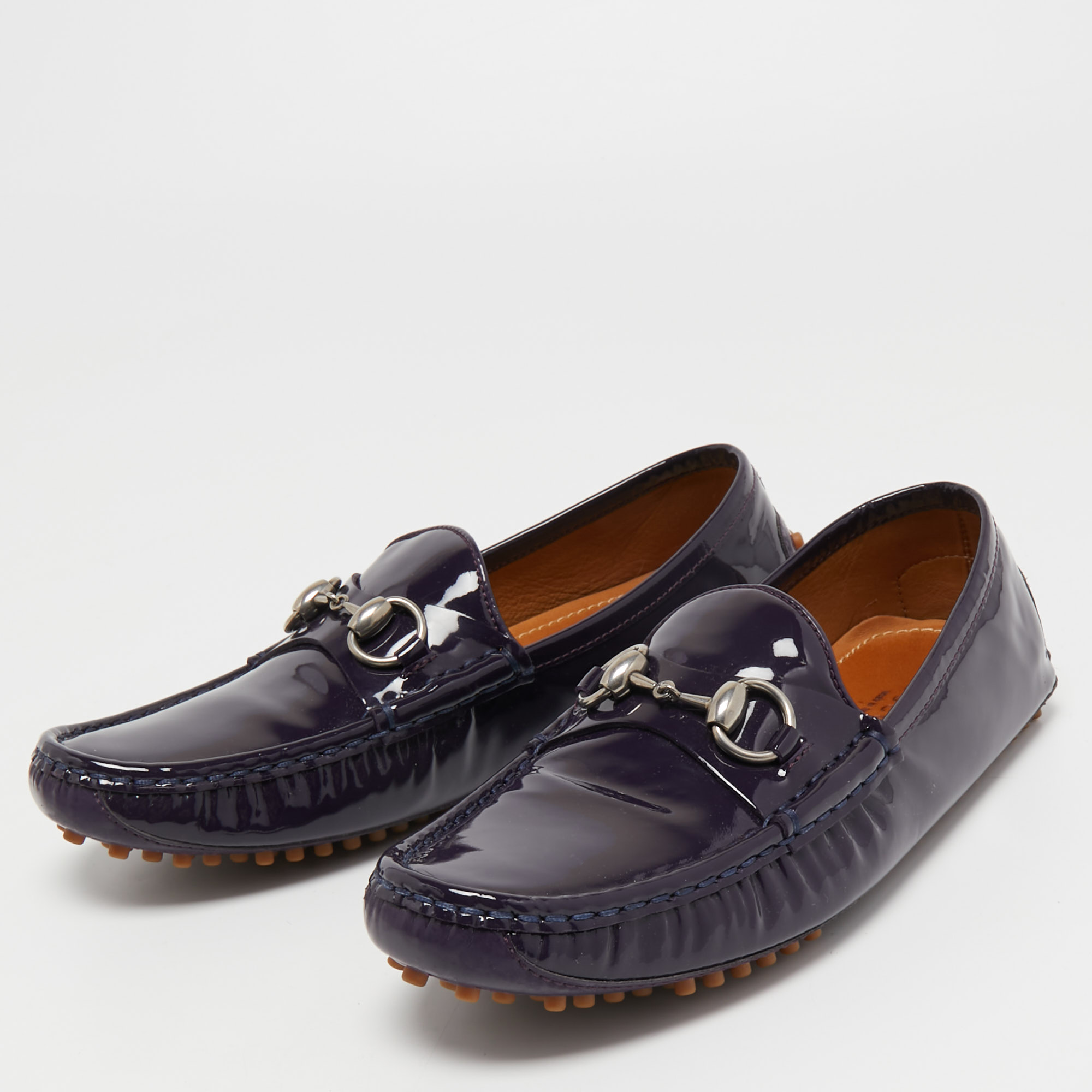 

Gucci Purple Patent Leather Horsebit Loafers Size