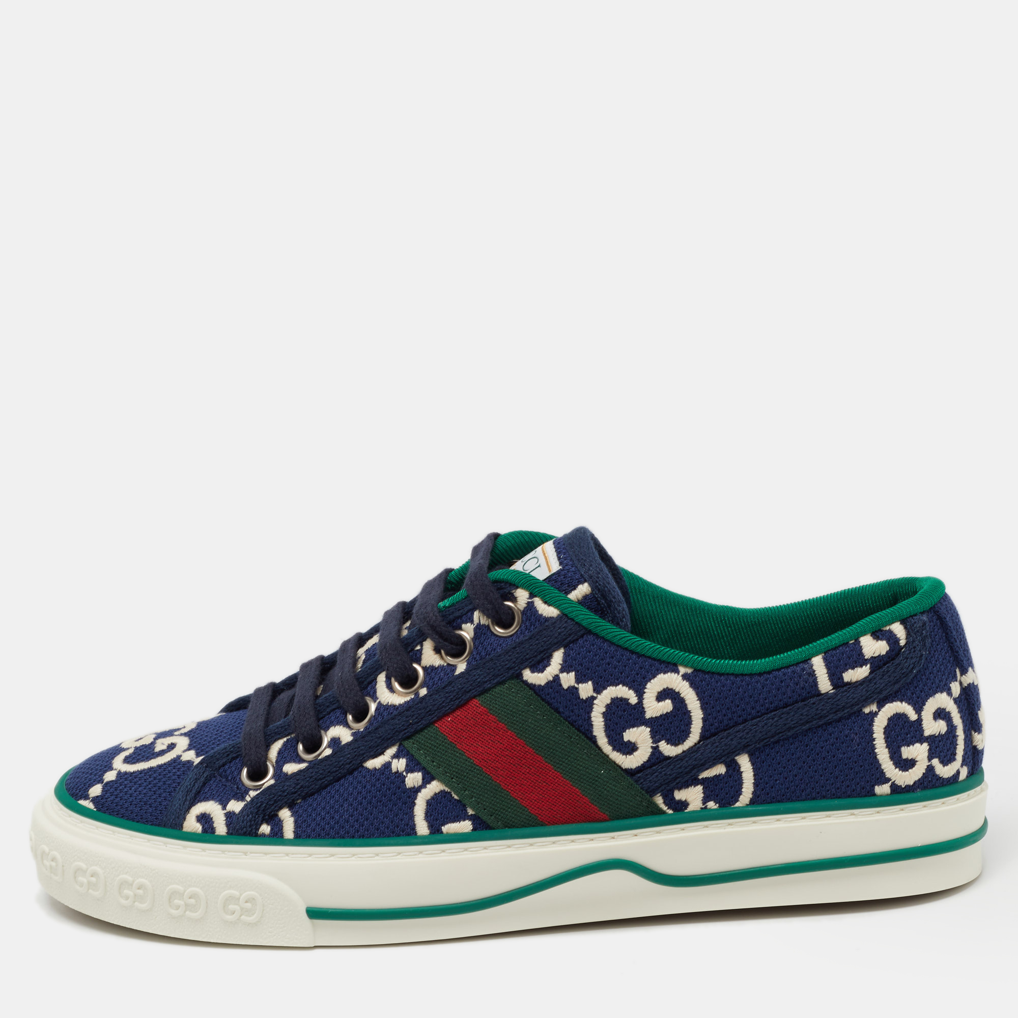 Pre-owned Gucci Navy Blue Denim Tennis 1977 Sneakers Size 36