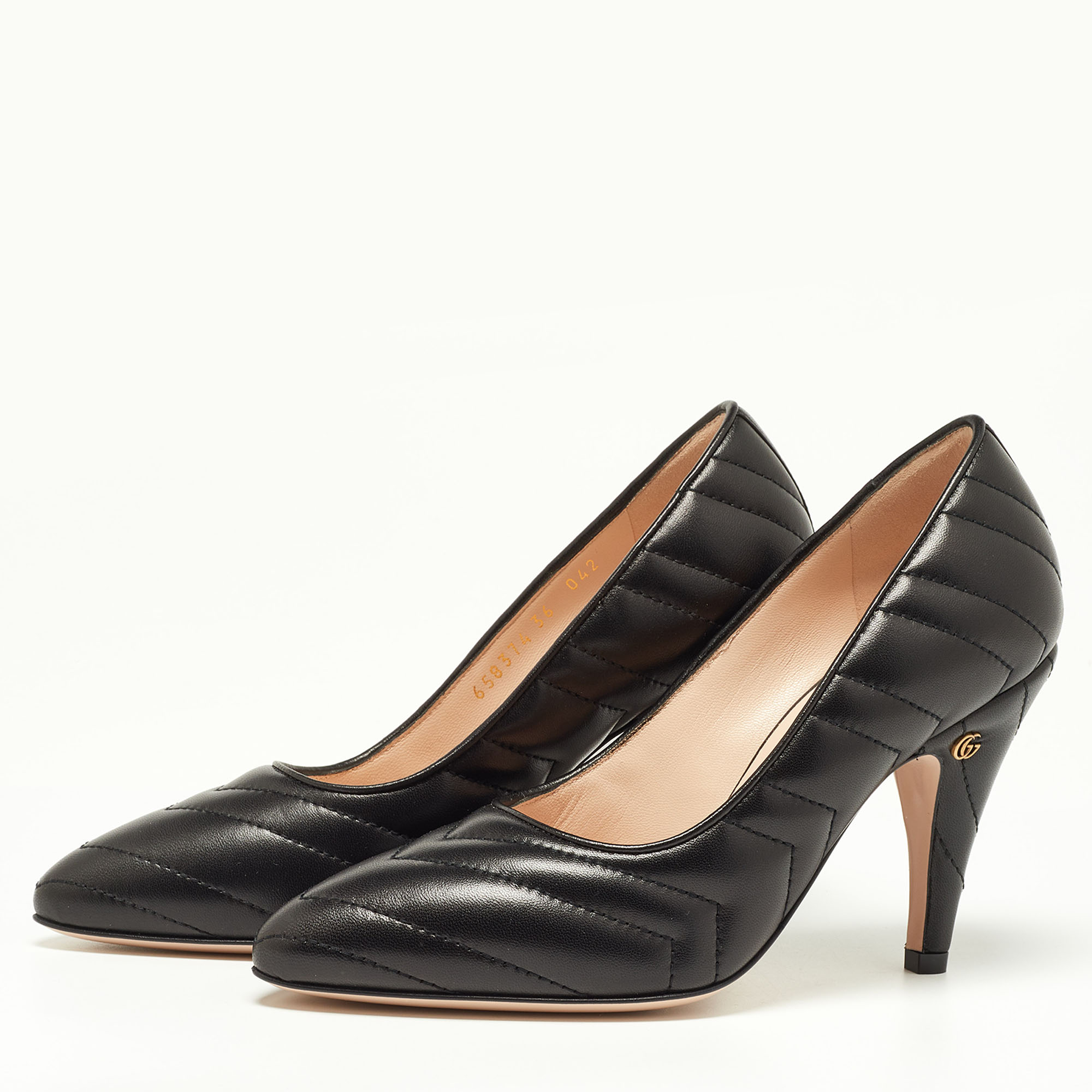 

Gucci Black Matelasse Leather Pumps Size