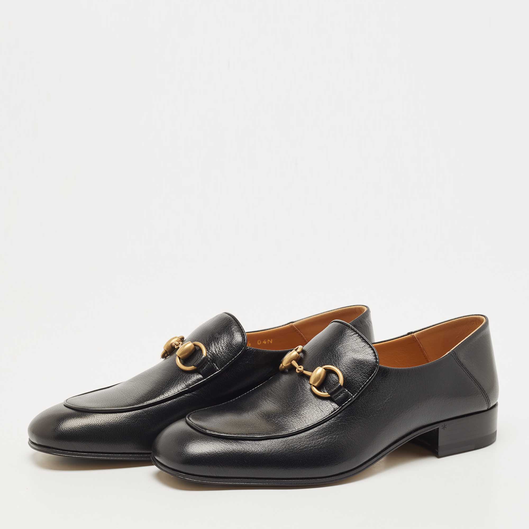 

Gucci Black Leather Jordaan Slip On Loafers Size