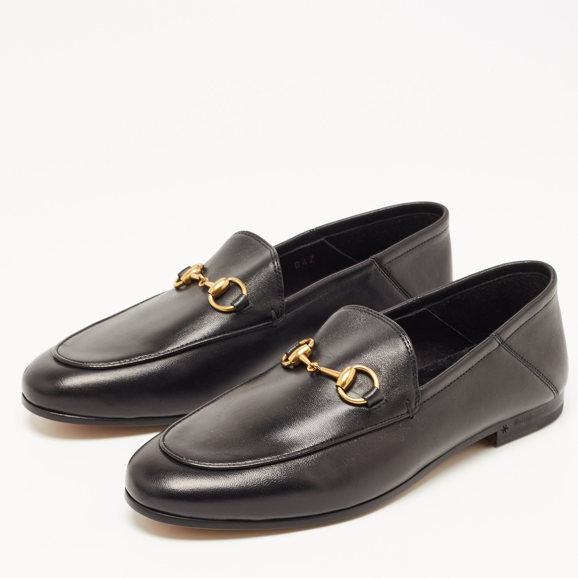 

Gucci Black Leather Jordaan Slip On Loafers Size