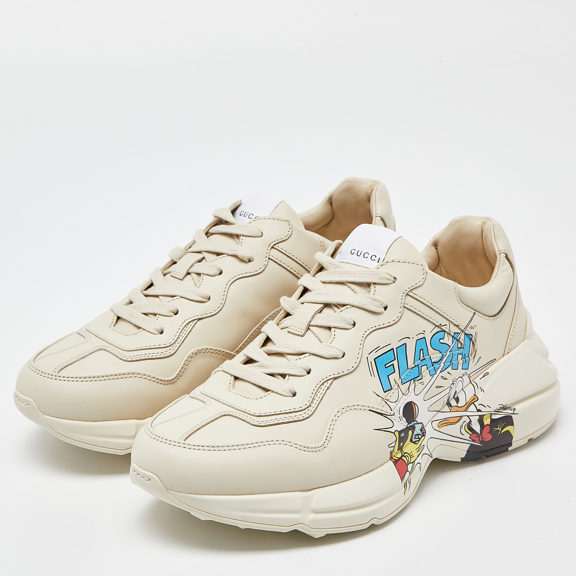 

Gucci x Disney Donald Duck Cream Leather Rhyton Sneakers Size