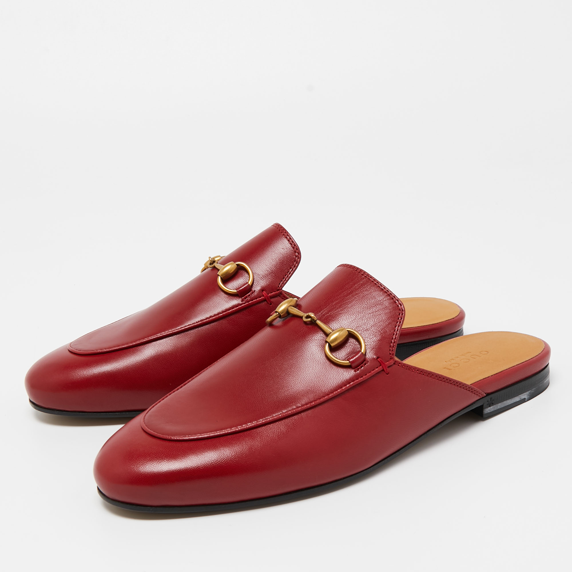 

Gucci Red Leather Princetown Mules Size