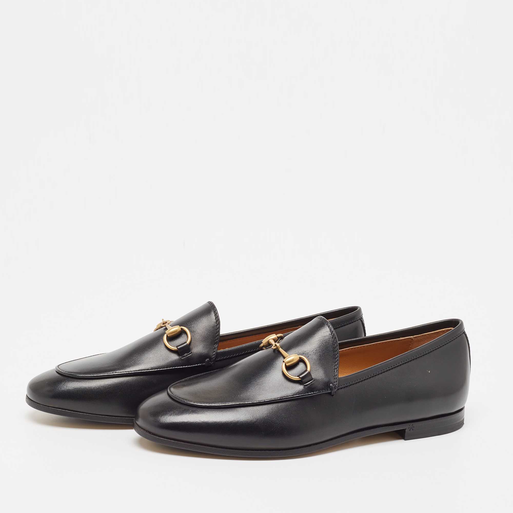 

Gucci Black Leather Jordaan Loafers Size