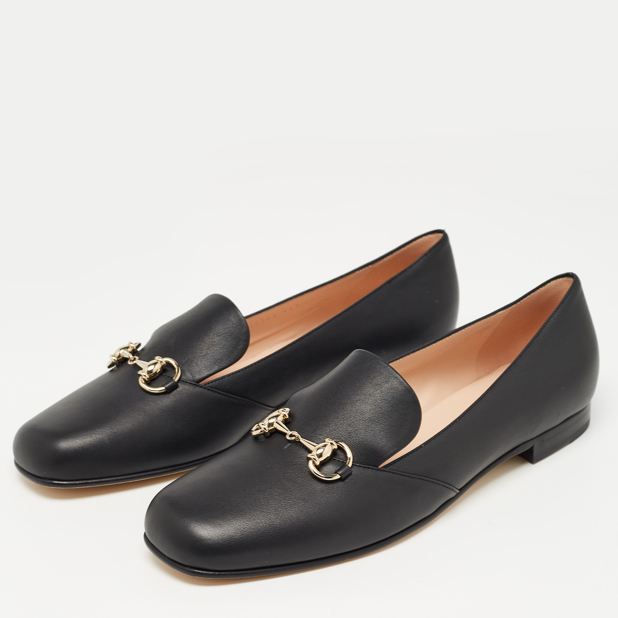 

Gucci Black Leather Horsebit Slip On Loafers Size