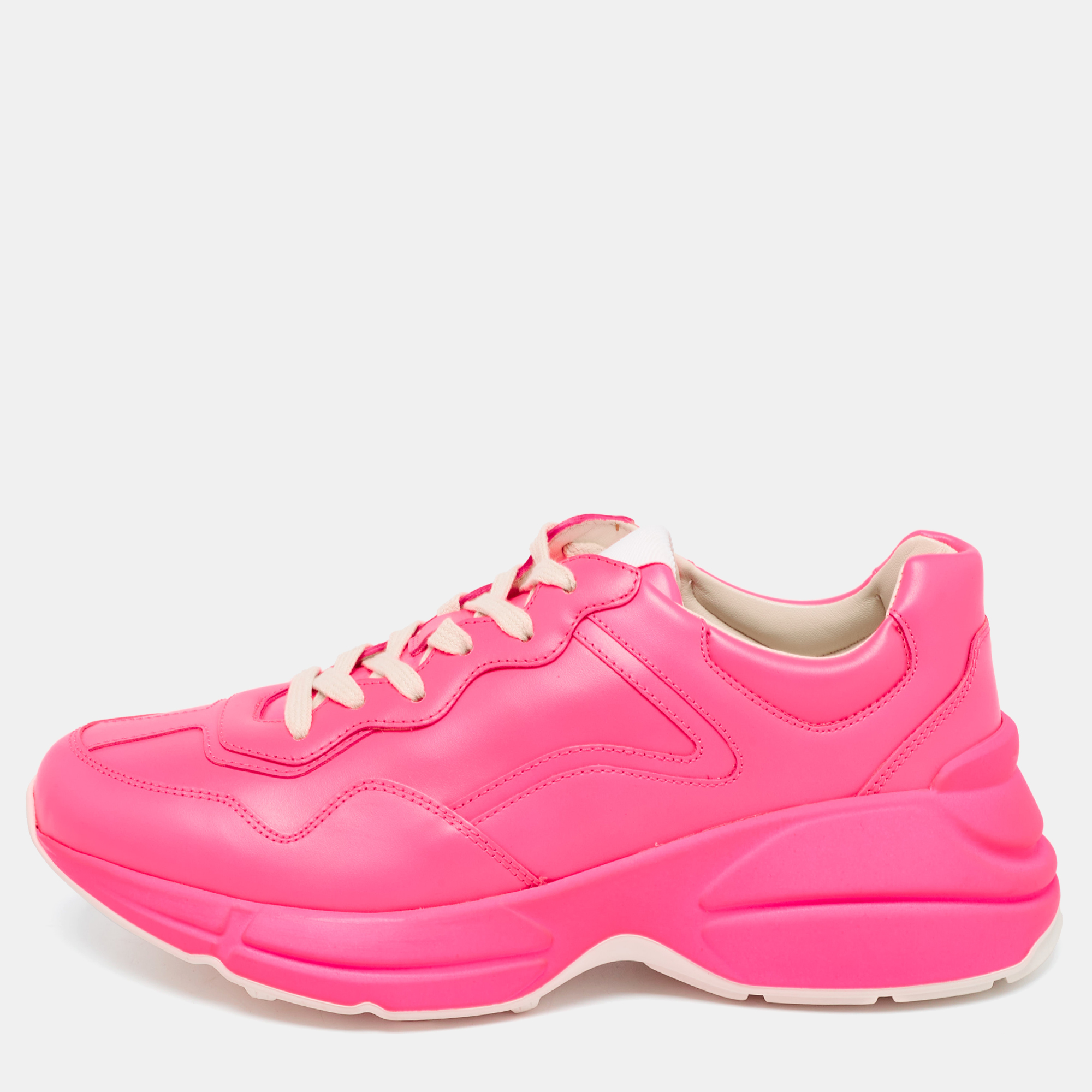 

Gucci Neon Pink Leather Rhyton Sneakers Size