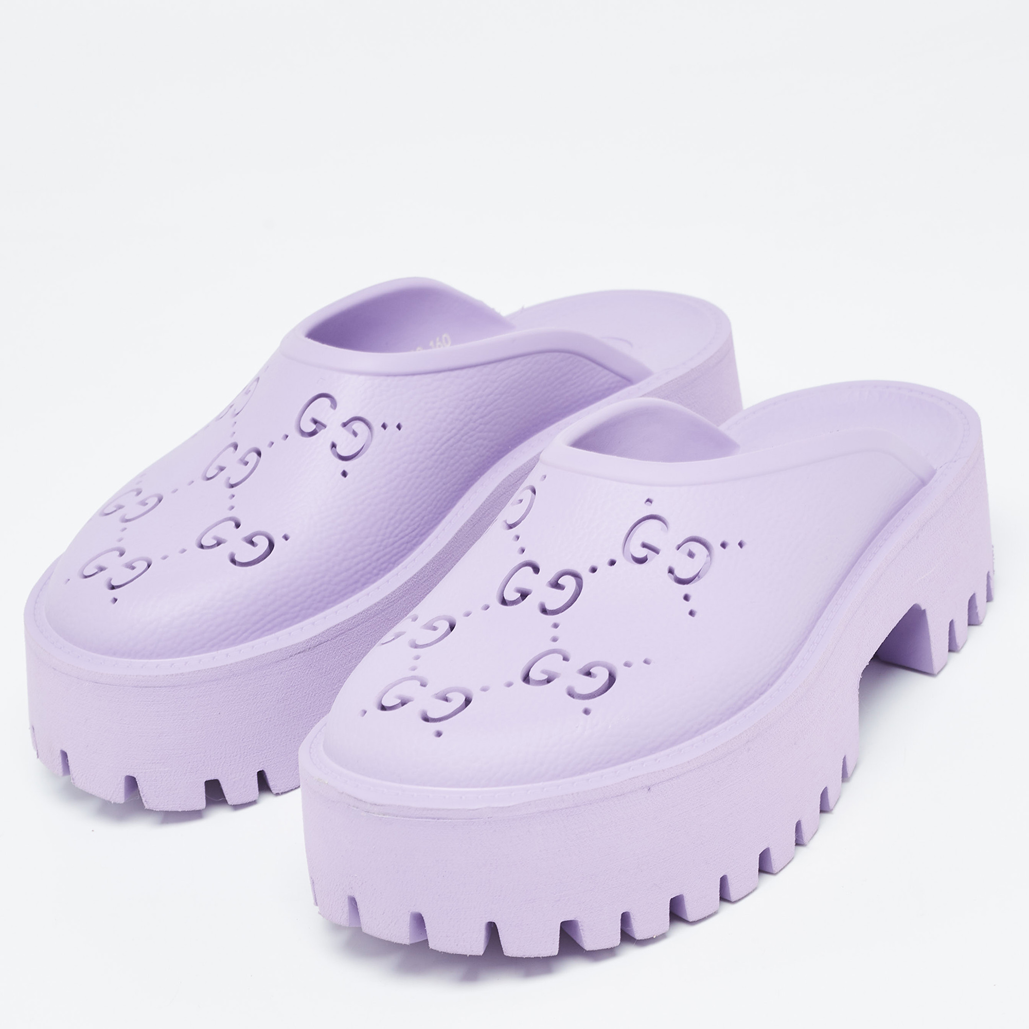 

Gucci Purple Rubber GG Perforated Clogs Size