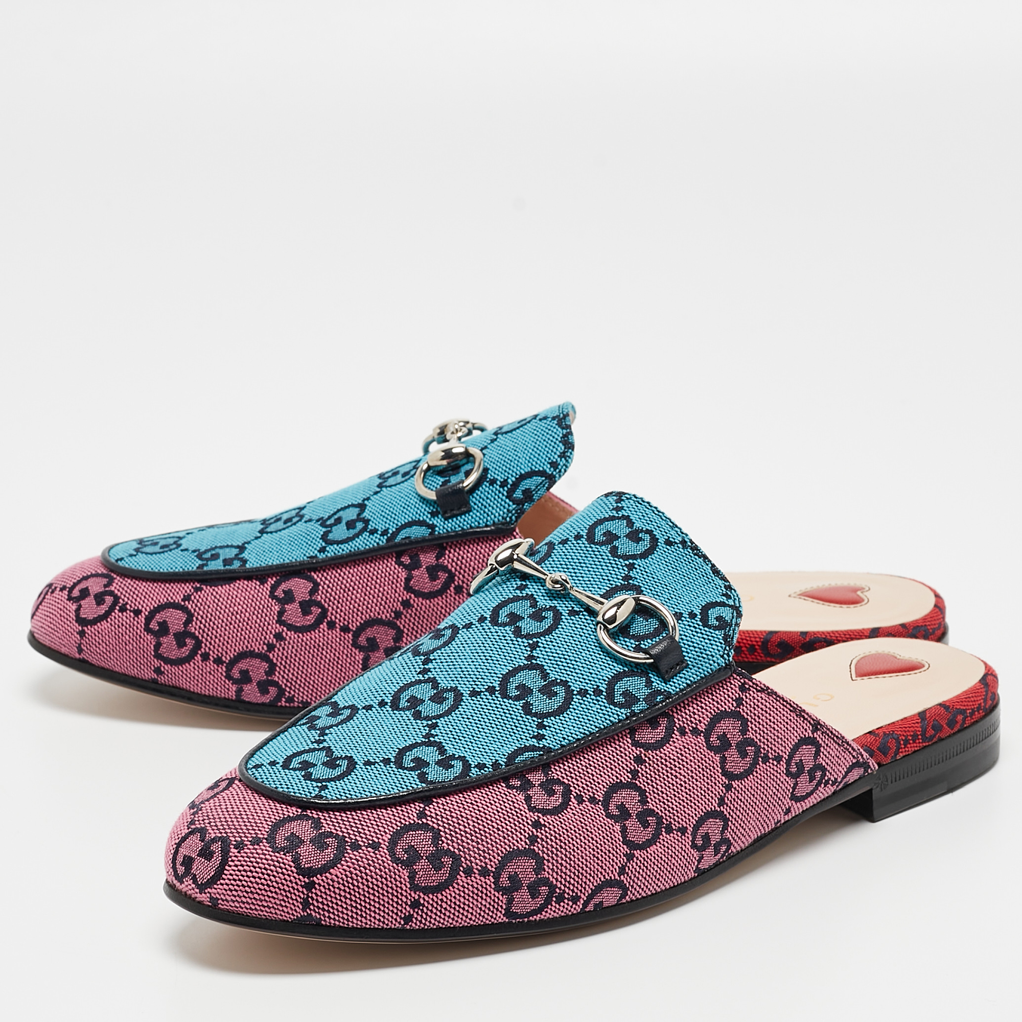 

Gucci Multicolor GG Canvas Princetown Flat Mules Size