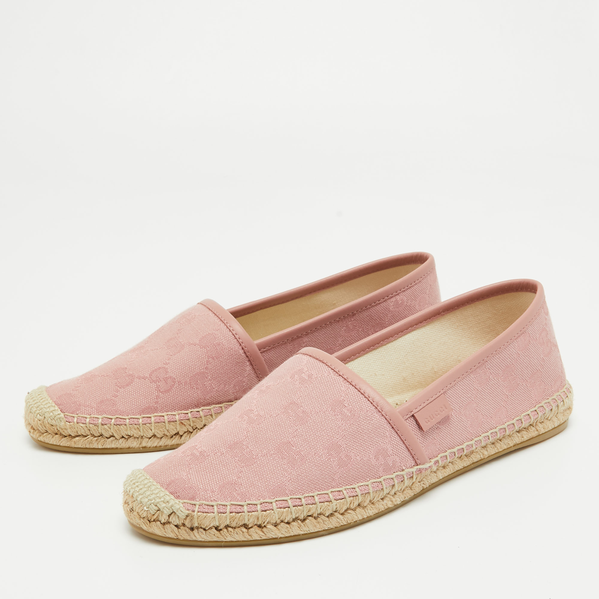 

Gucci Pink Canvas GG Espadrilles Flats Size