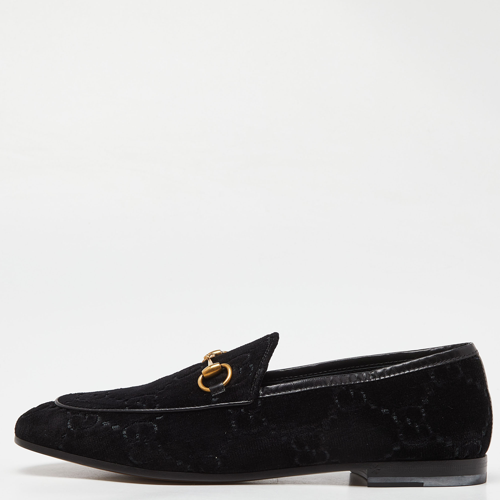 

Gucci Black GG Tweed Jordaan Loafers Size