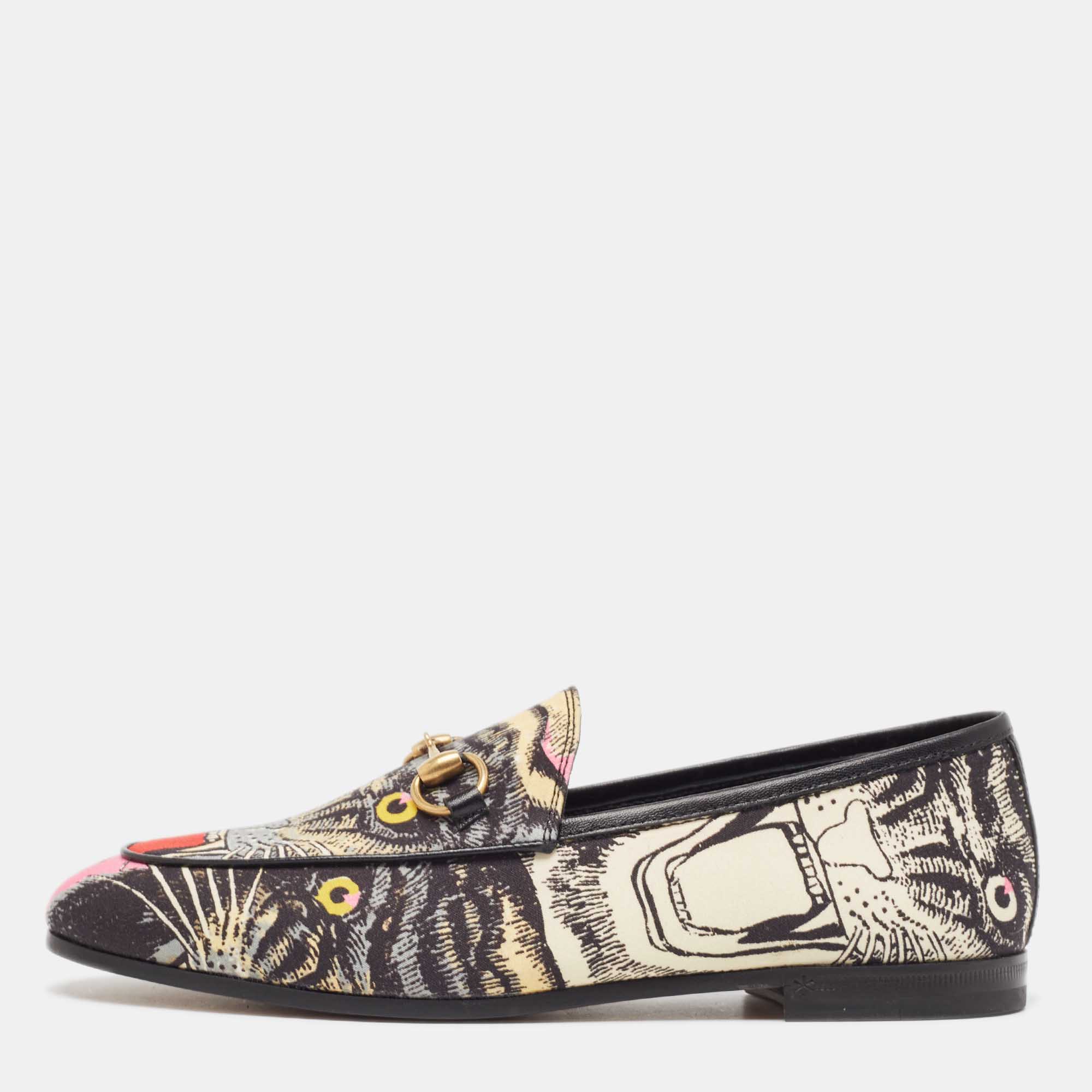 

Gucci Multicolor Printed Fabric Jordaan Loafers Size