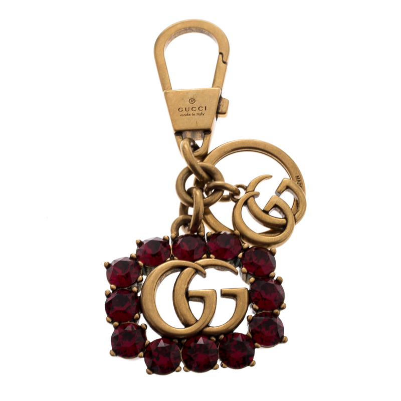 Gucci GG Crystal Embellished Gold Tone Key Chain Gucci | TLC