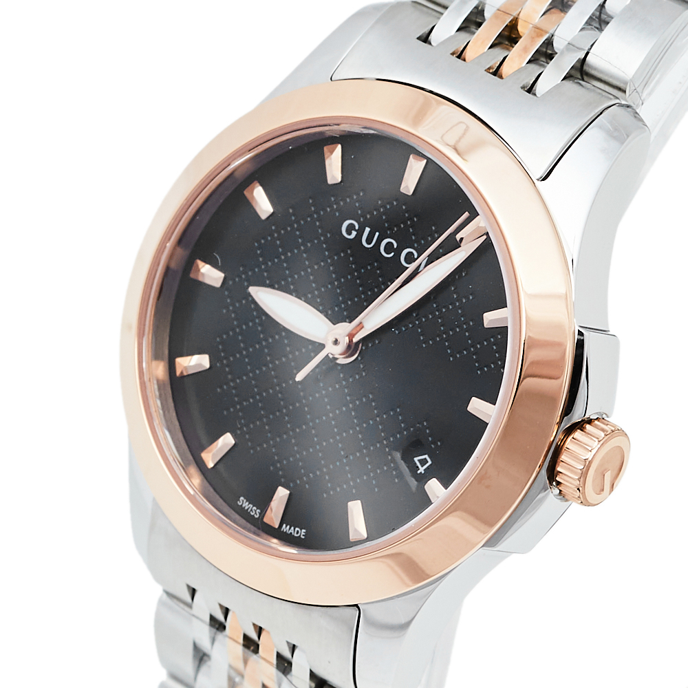 

Gucci Black Two Tone Stainless Steel G-Timeless YA126512 Women's Wristwatch