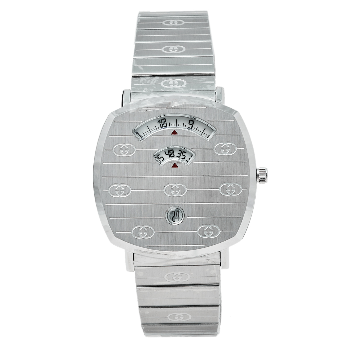 Pre-owned Gucci White Stainless Steel Grip Ya157410 Women's Wristwatch 38 Mm