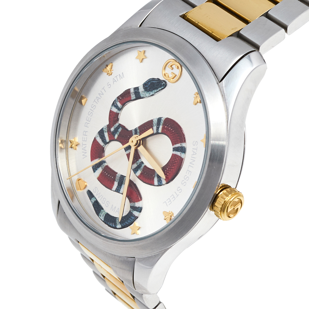 

Gucci Silver Snake Two Tone Stainless Steel G-Timeless YA1264075 Men's Wristwatch, Multicolor
