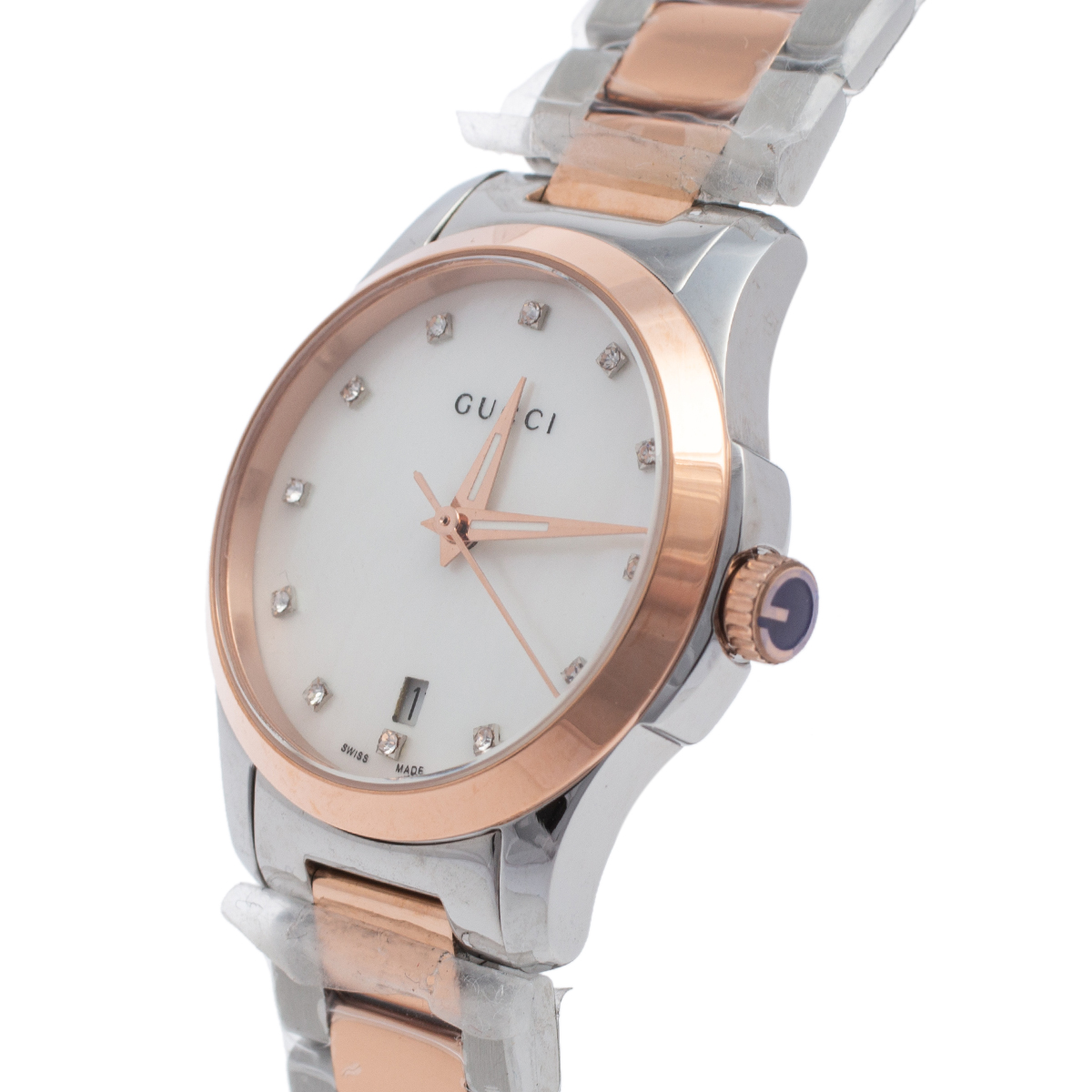 

Gucci Mother Of Pearl Two Tone Stainless Steel YA126544 Women's Wristwatch, Multicolor