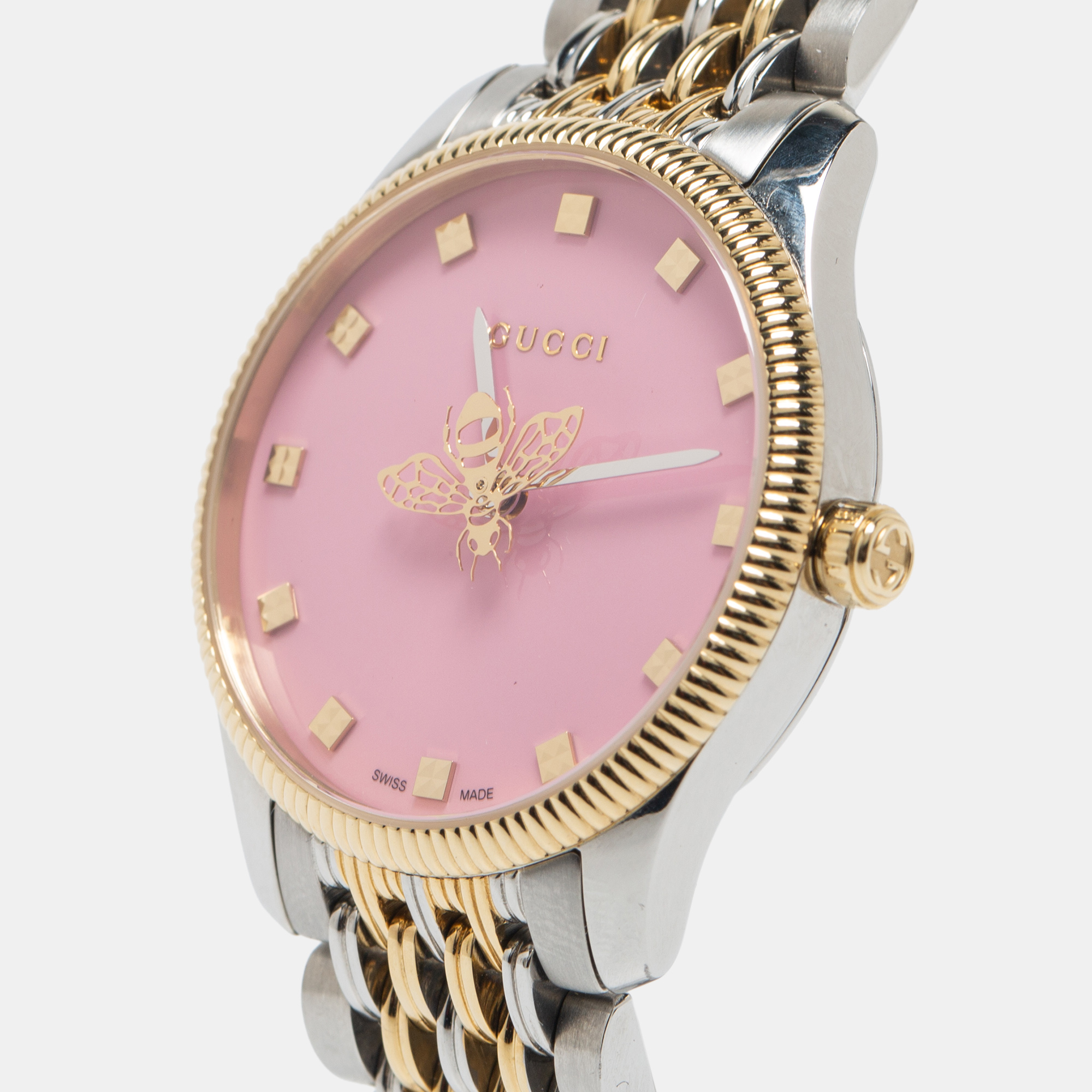 

Gucci Pink Two Tone Stainless Steel G-Timeless YA1265030 Women's Wristwatch