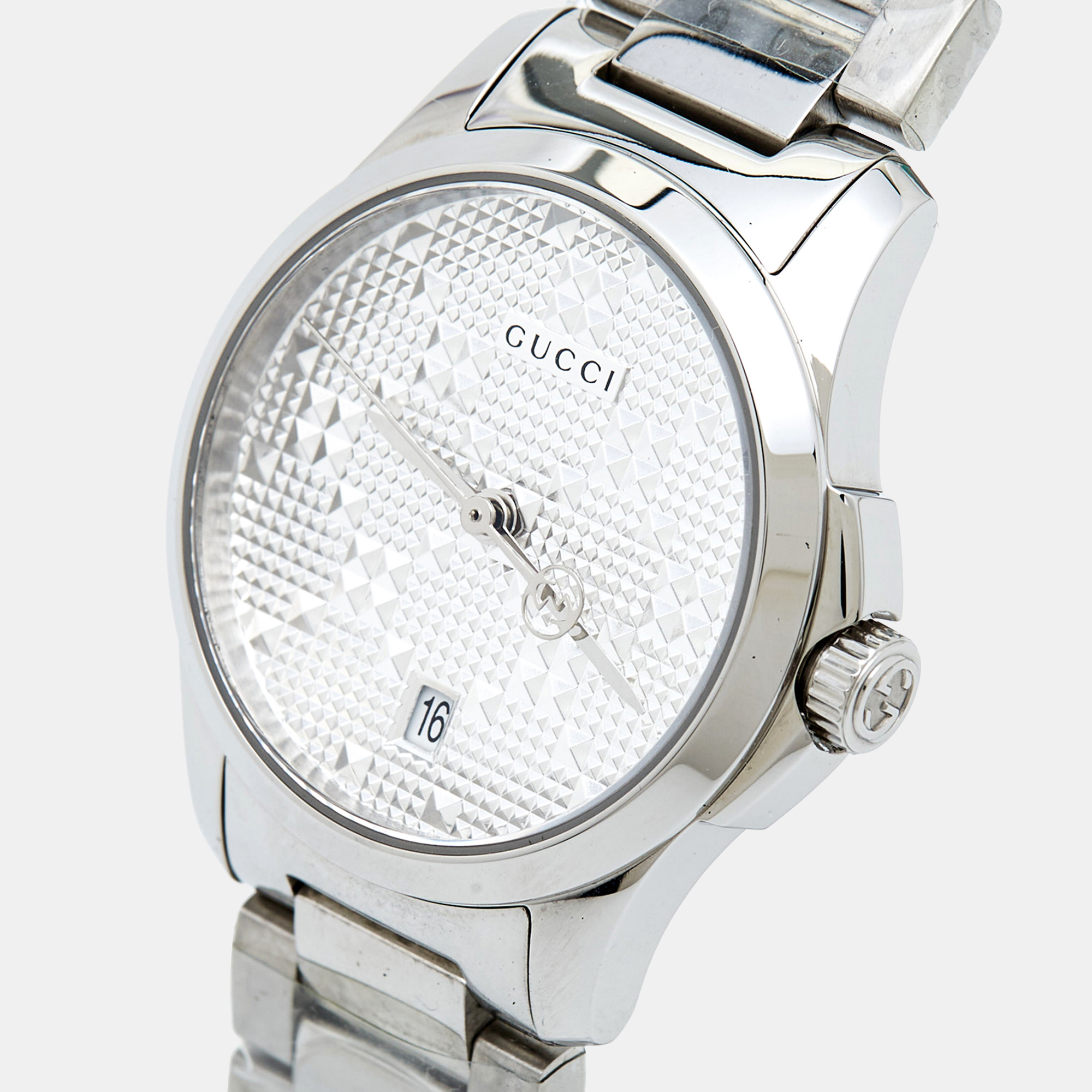 

Gucci Silver Stainless Steel G-Timeless YA126551 Men's Wristwatch