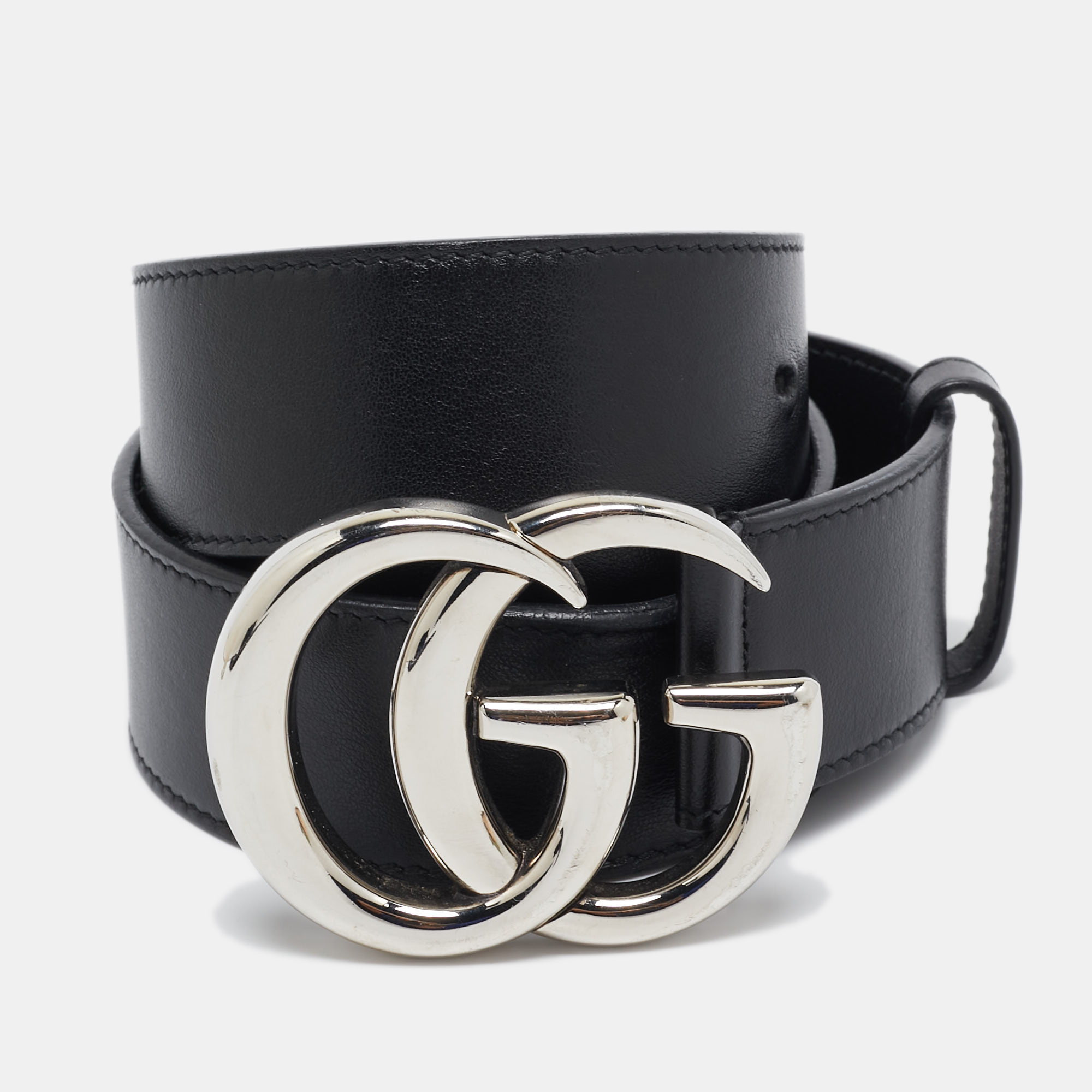 

Gucci Black Leather GG Marmont Belt 75CM