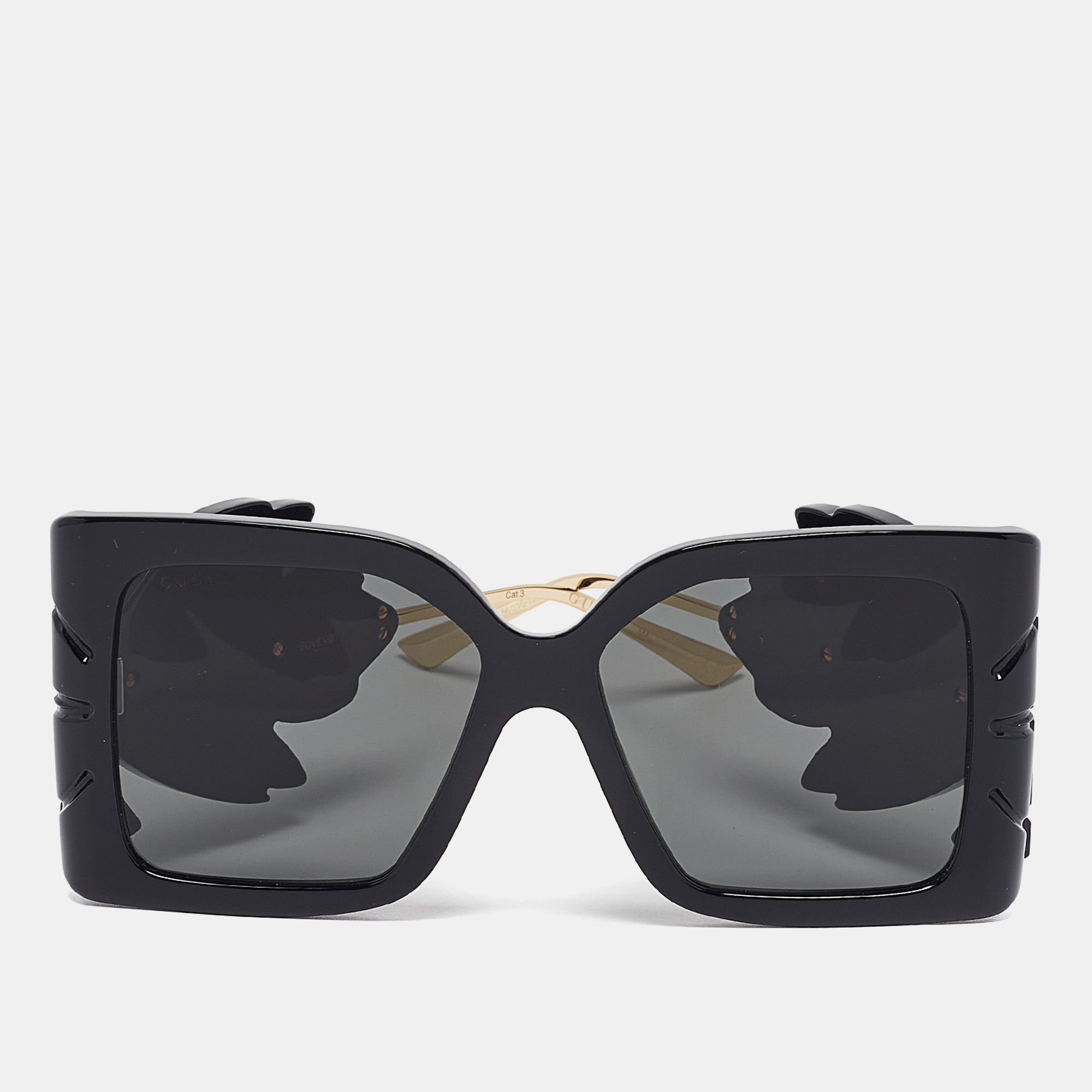 

Gucci Black GG0535S Leaf Motif Oversized Sunglasses