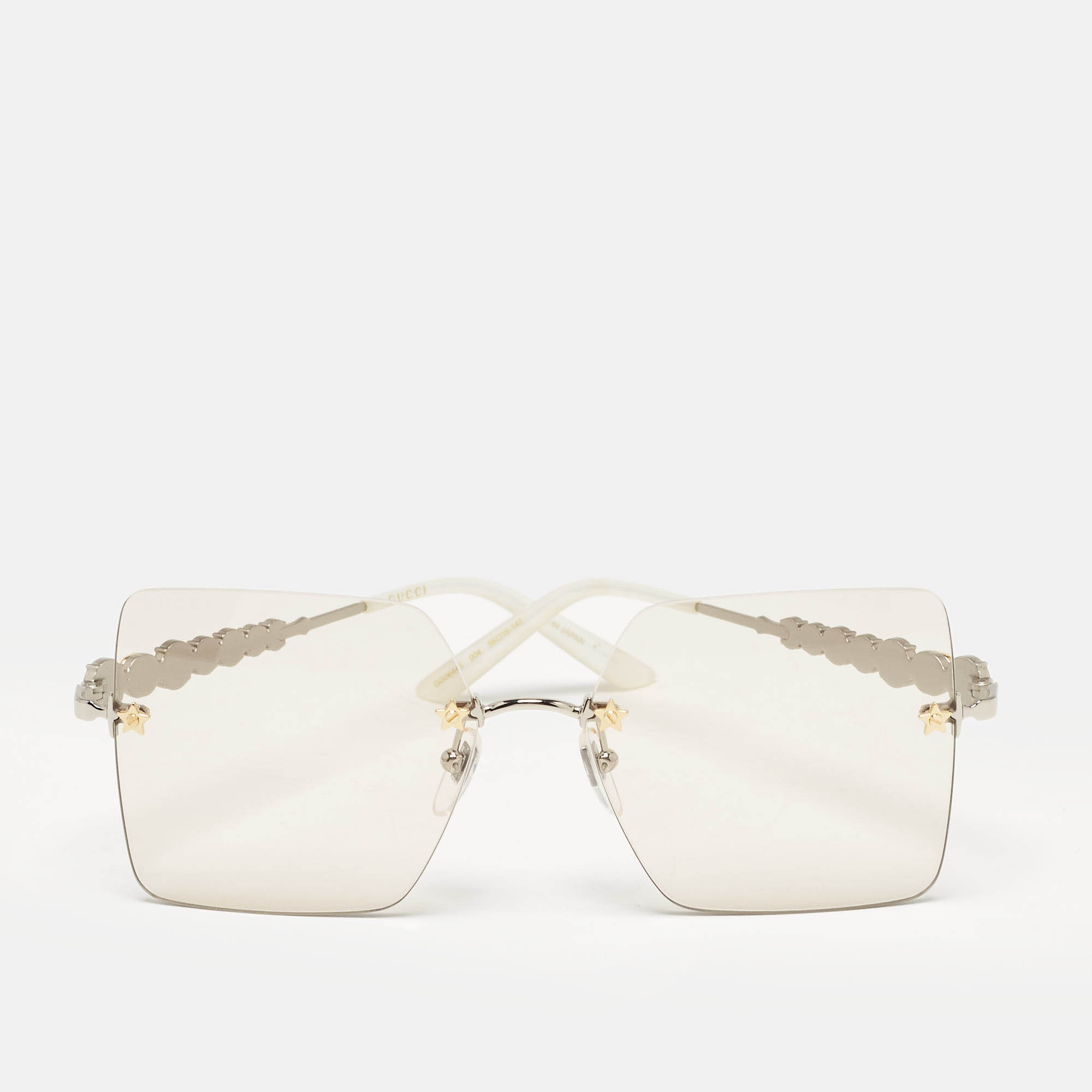 

Gucci Pear White GG0644S GG Crystals Square Rimless Sunglasses