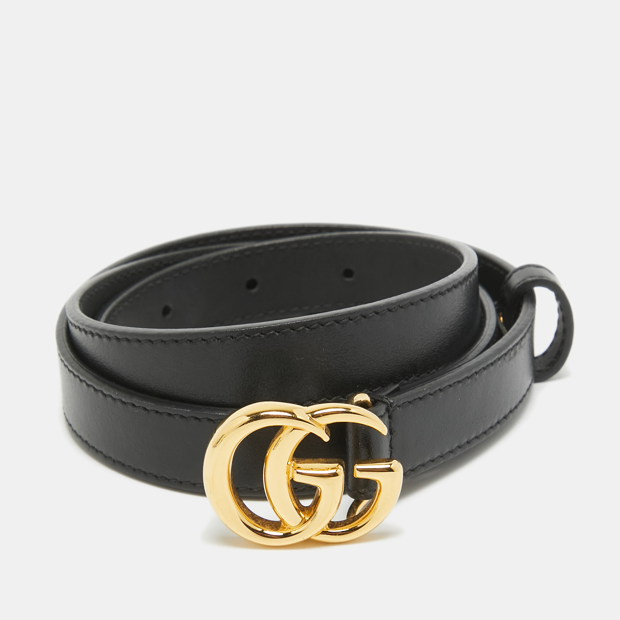 

Gucci Black Leather GG Marmont Slim Belt