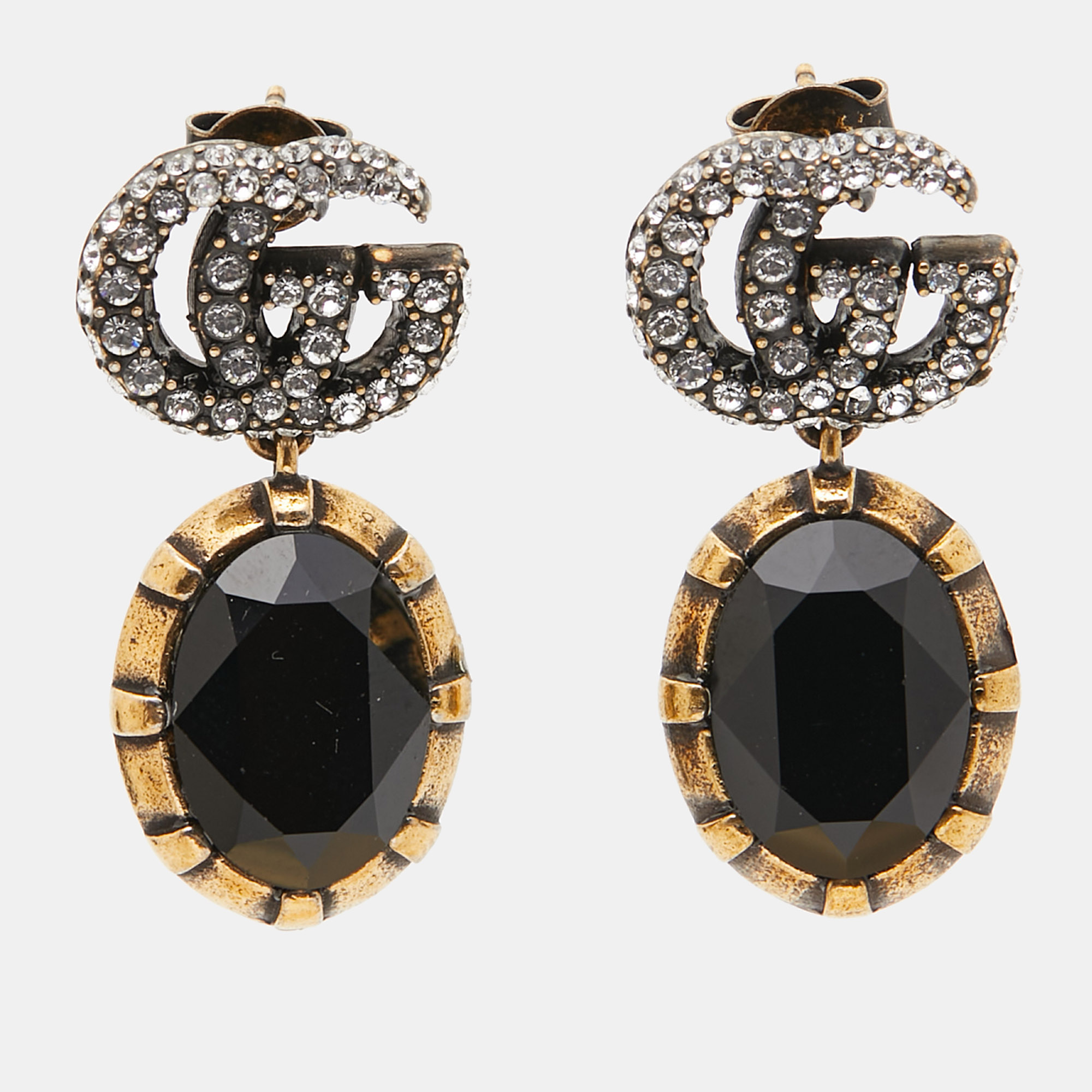 

Gucci GG Crystal Gold Tone Earrings