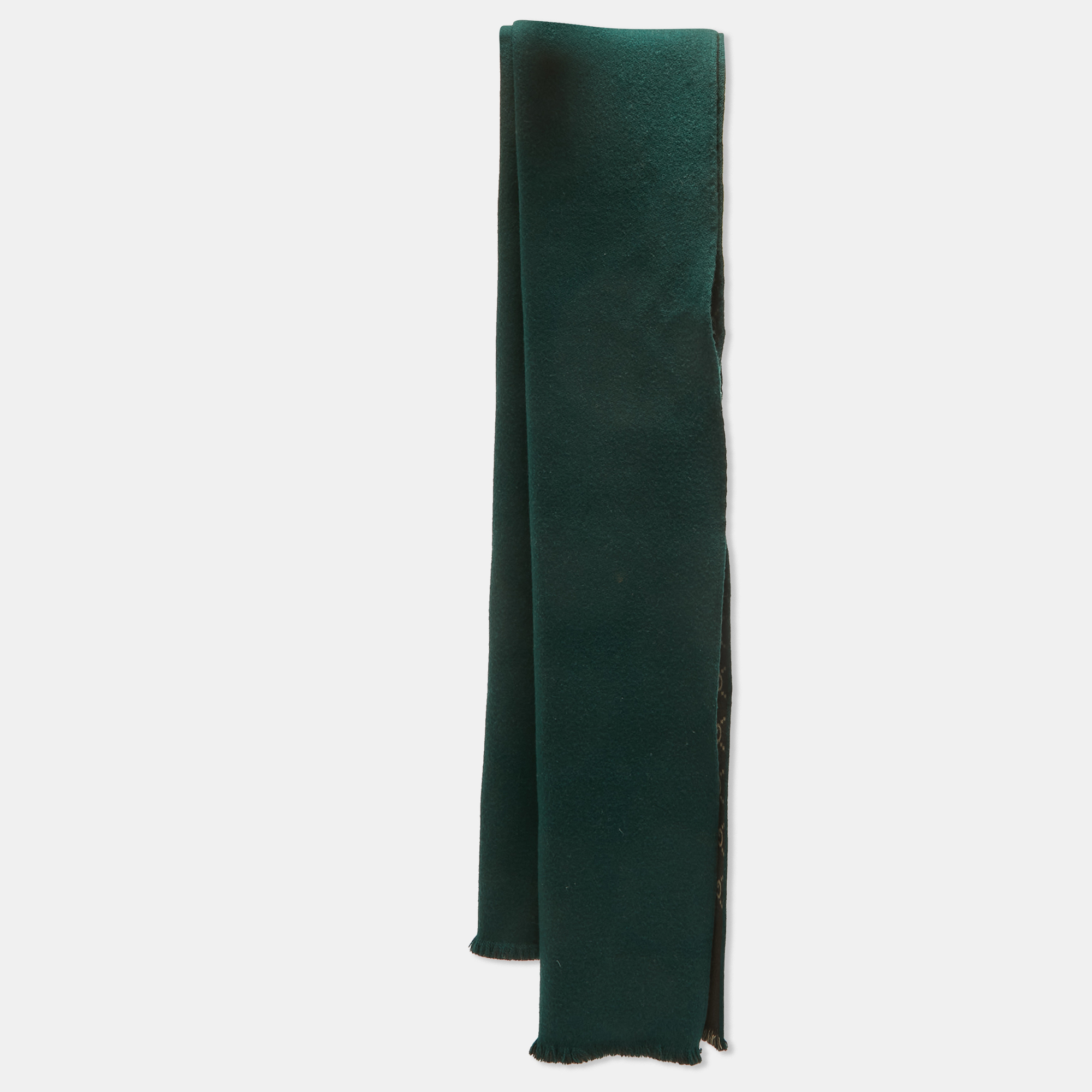 

Gucci Brown/Green GG Simple Ripon Wool Scarf