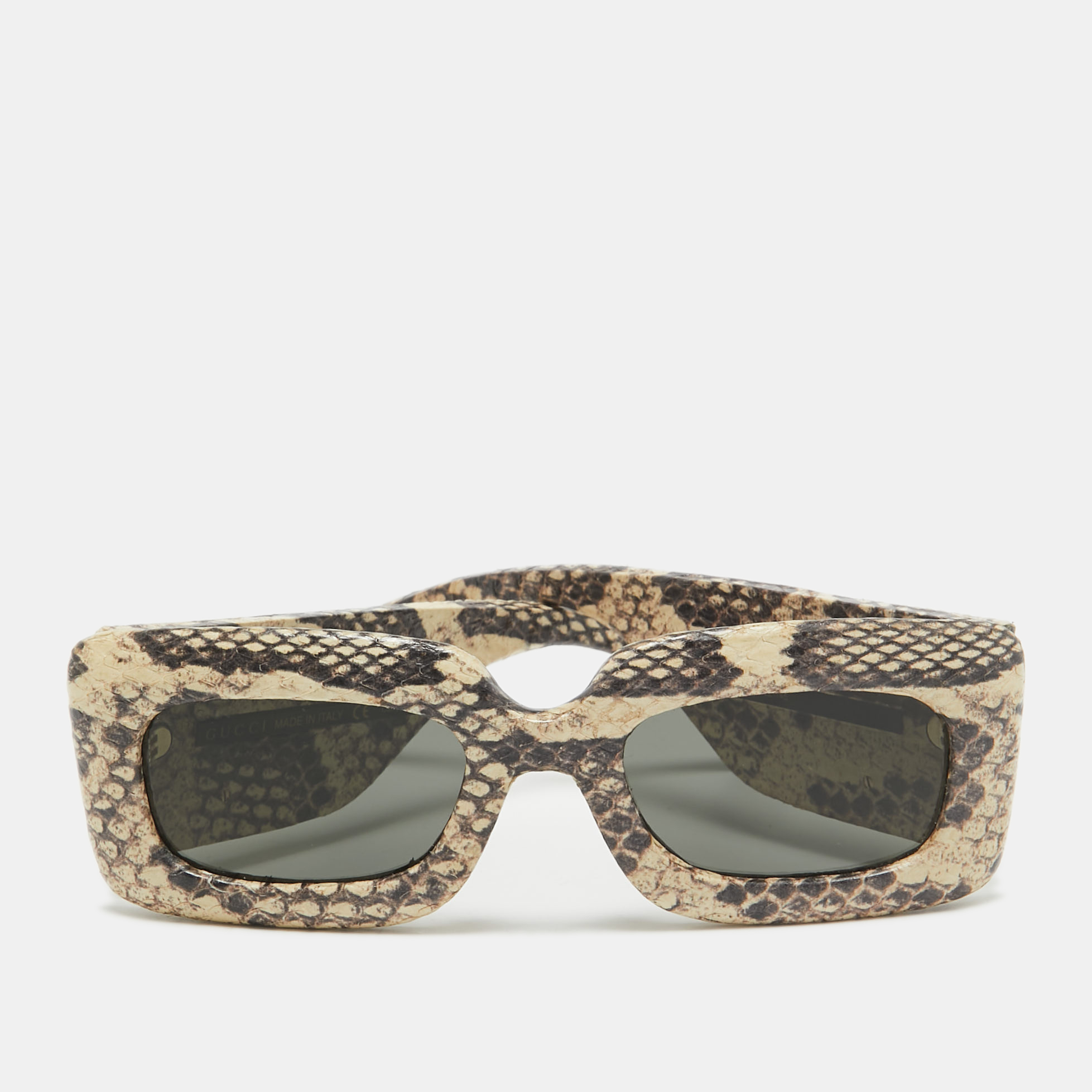 

Gucci Black/Beige GG0816S Python Rectangular Sunglasses