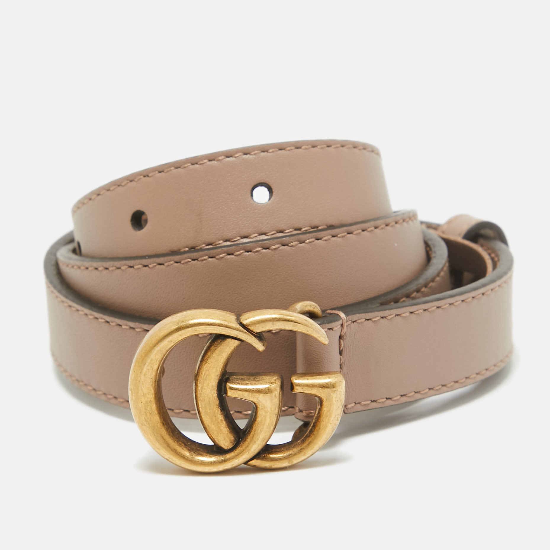 

Gucci Dusty Pink Leather GG Marmont Slim Belt