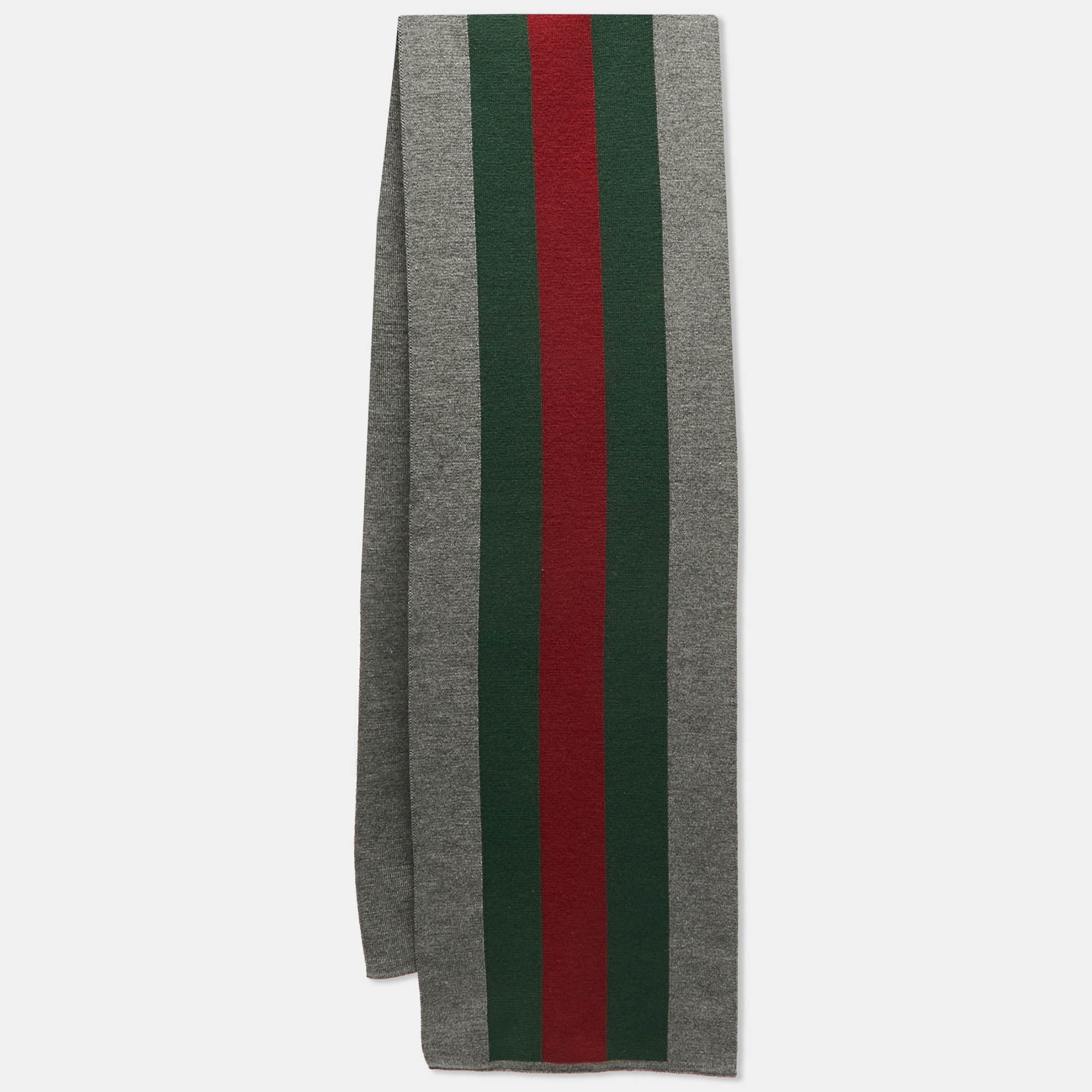 

Gucci Grey Web Striped Wool & Silk Knit Stole