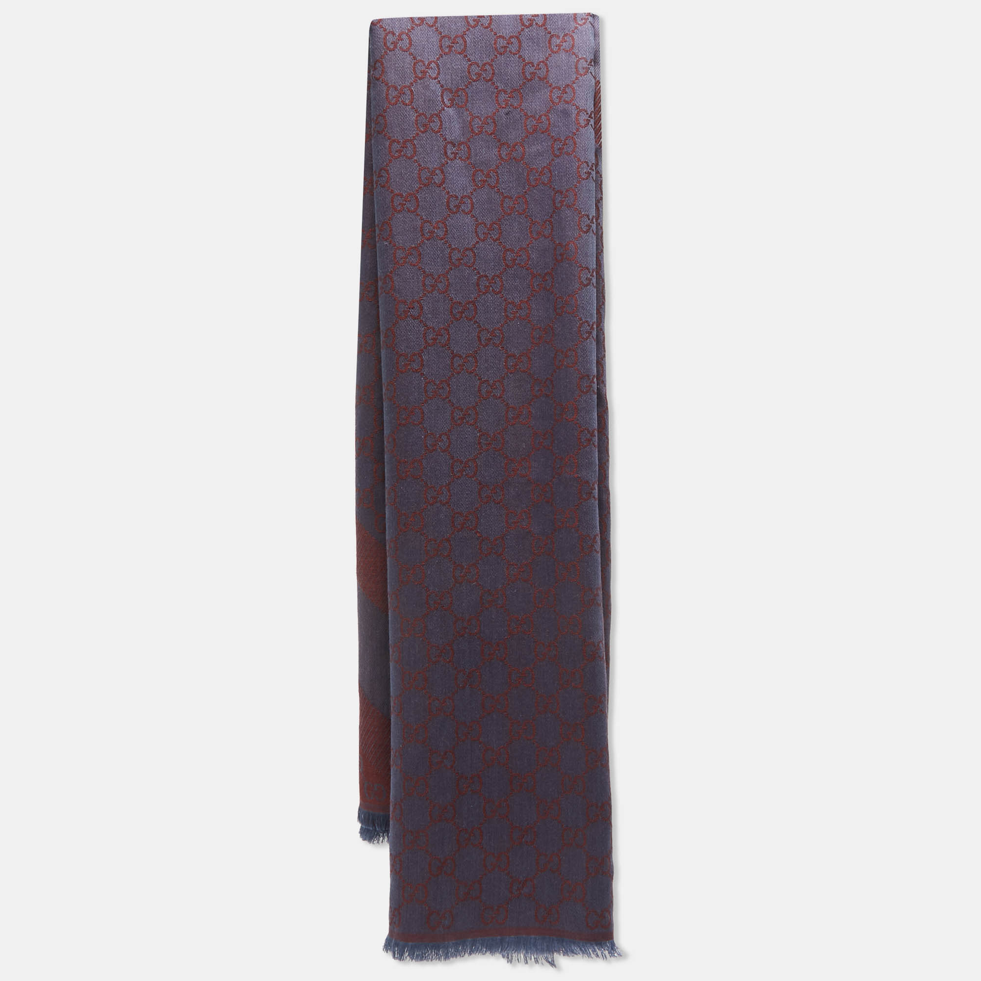 

Gucci Blue/Red GG Web Wool Blend Square Scarf