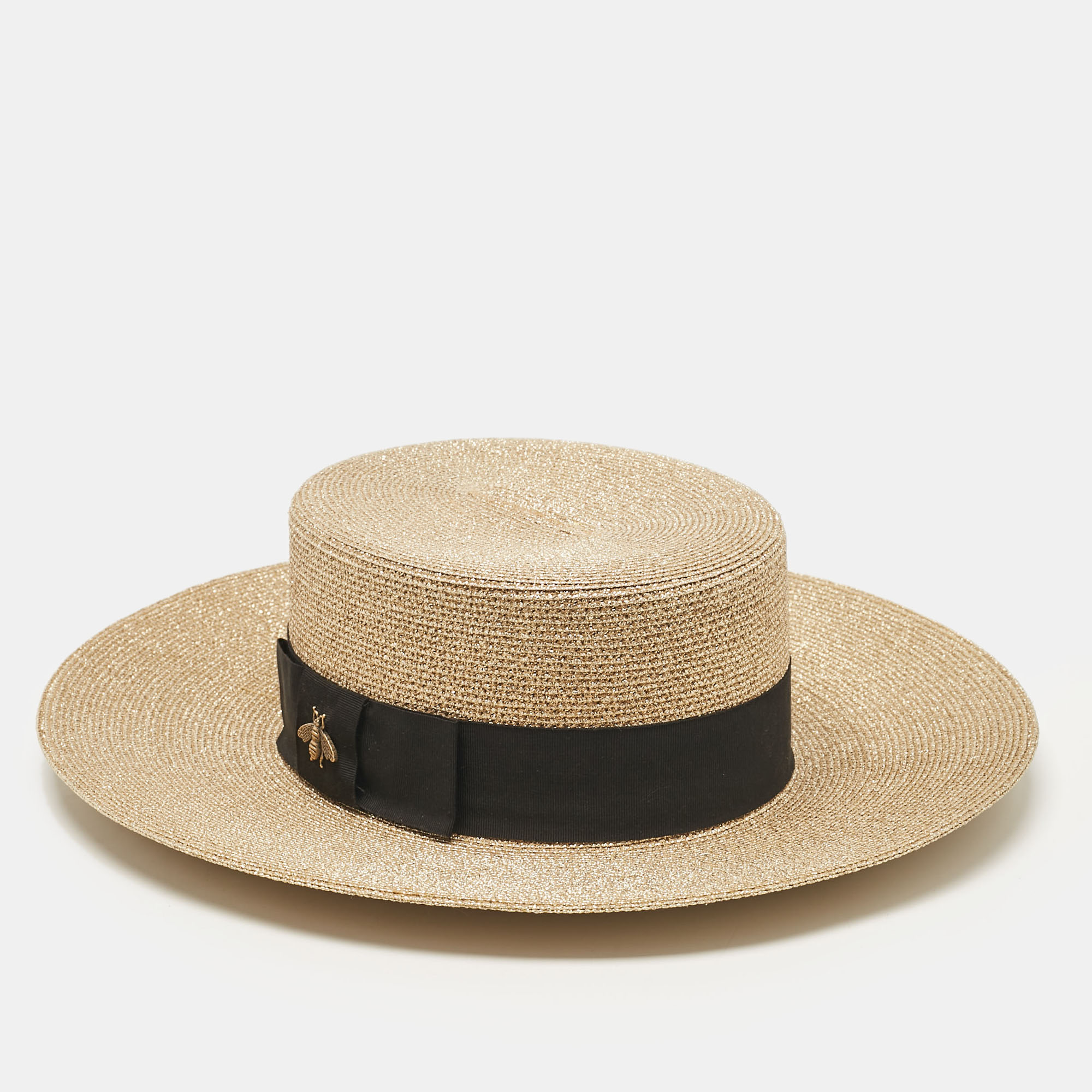 

Gucci Gold Bee Detail Lamé Papier Hat S