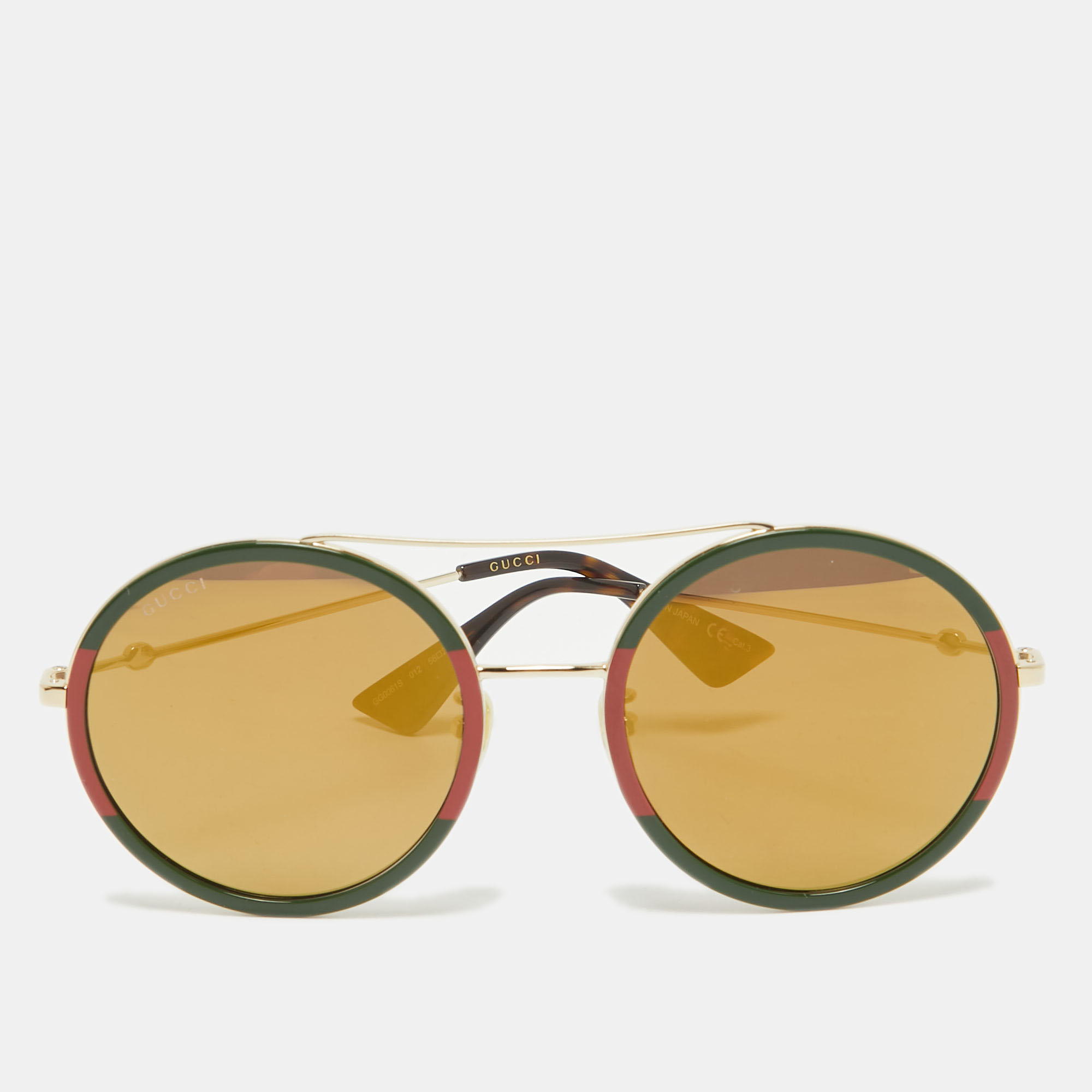 

Gucci Green/Red Mirrored GG0061S Round Sunglasses