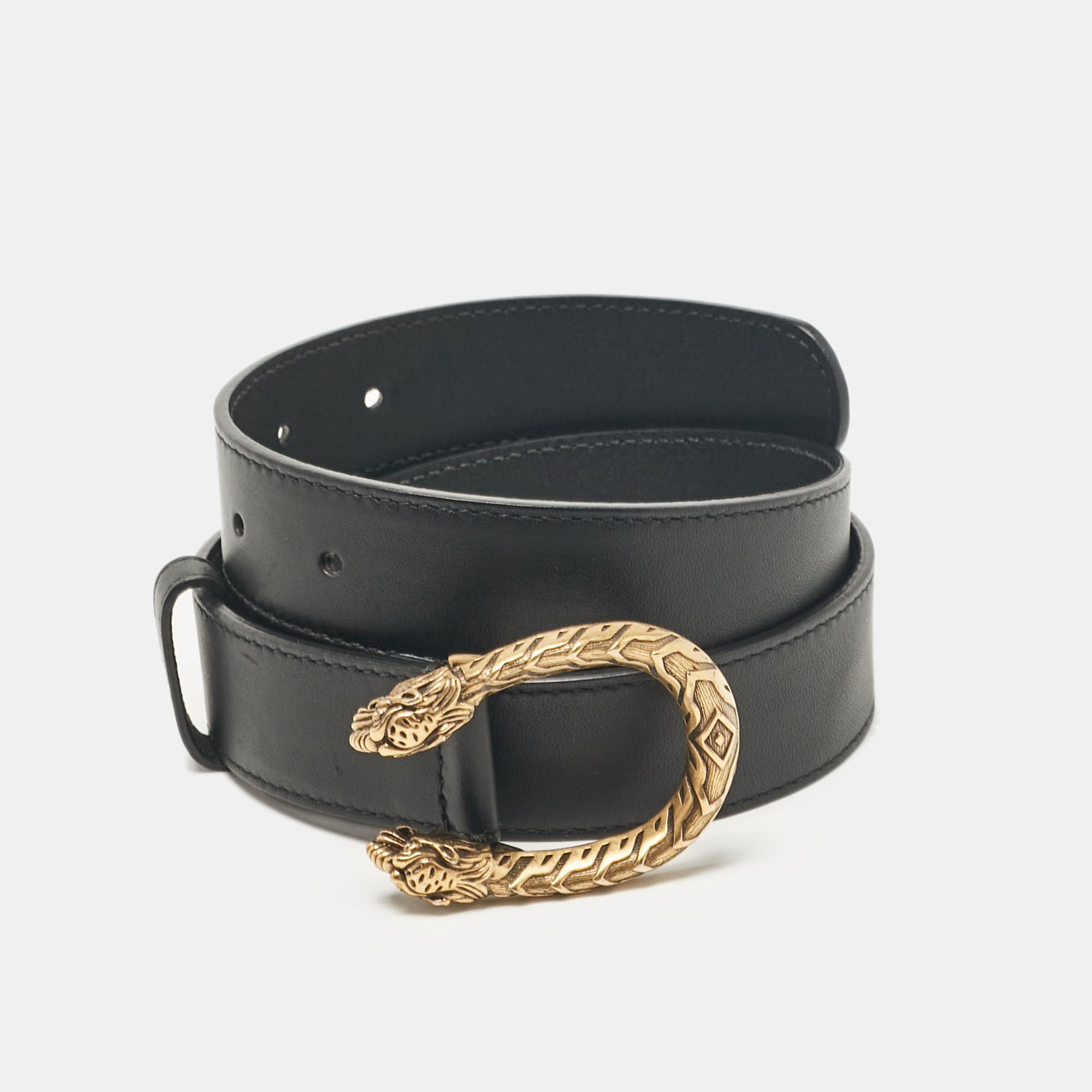 

Gucci Black Leather Dionysus Buckle Belt