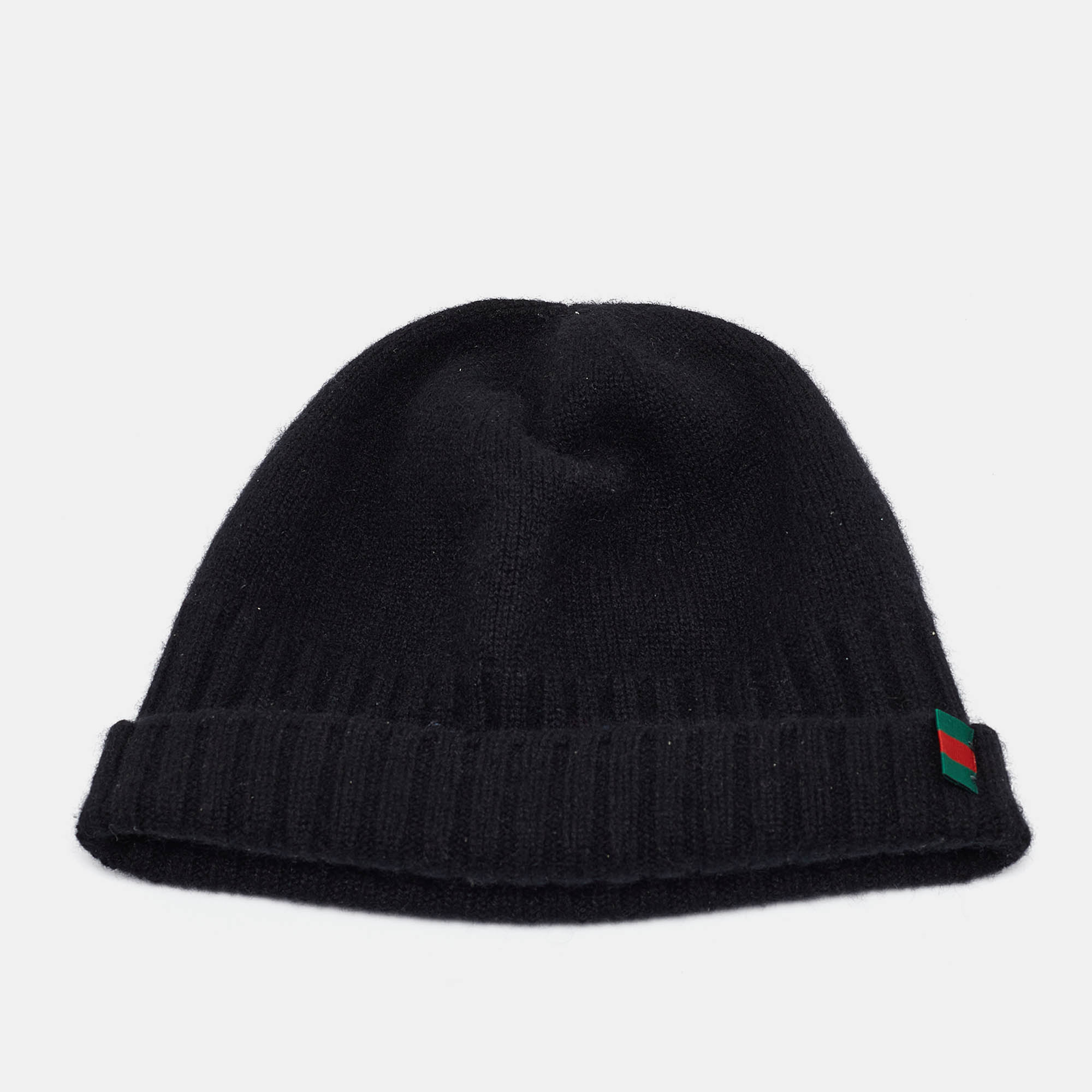 

Gucci Black Rib Knit Cashmere Beanie