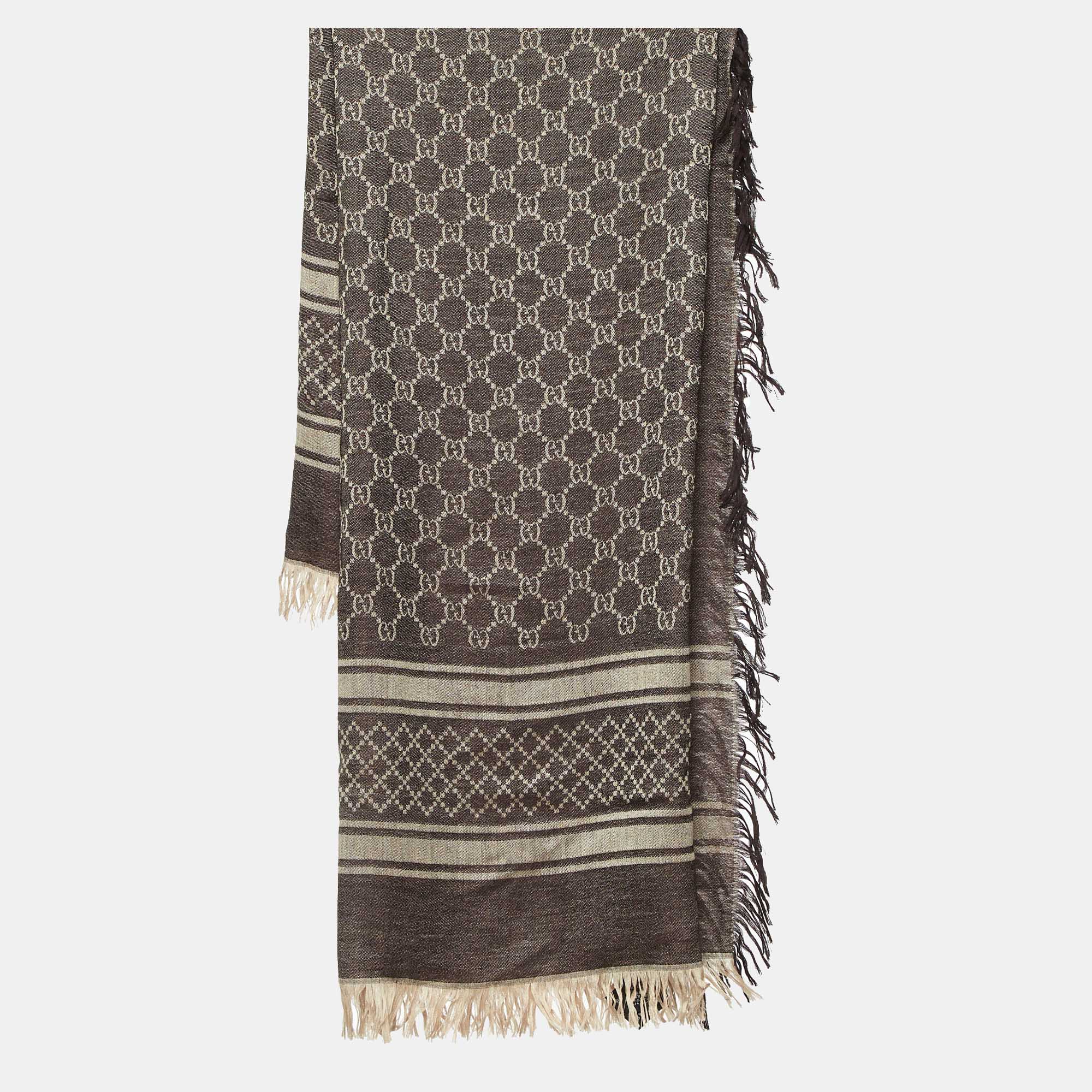 

Gucci Brown GG Survive Wool & Silk Scarf