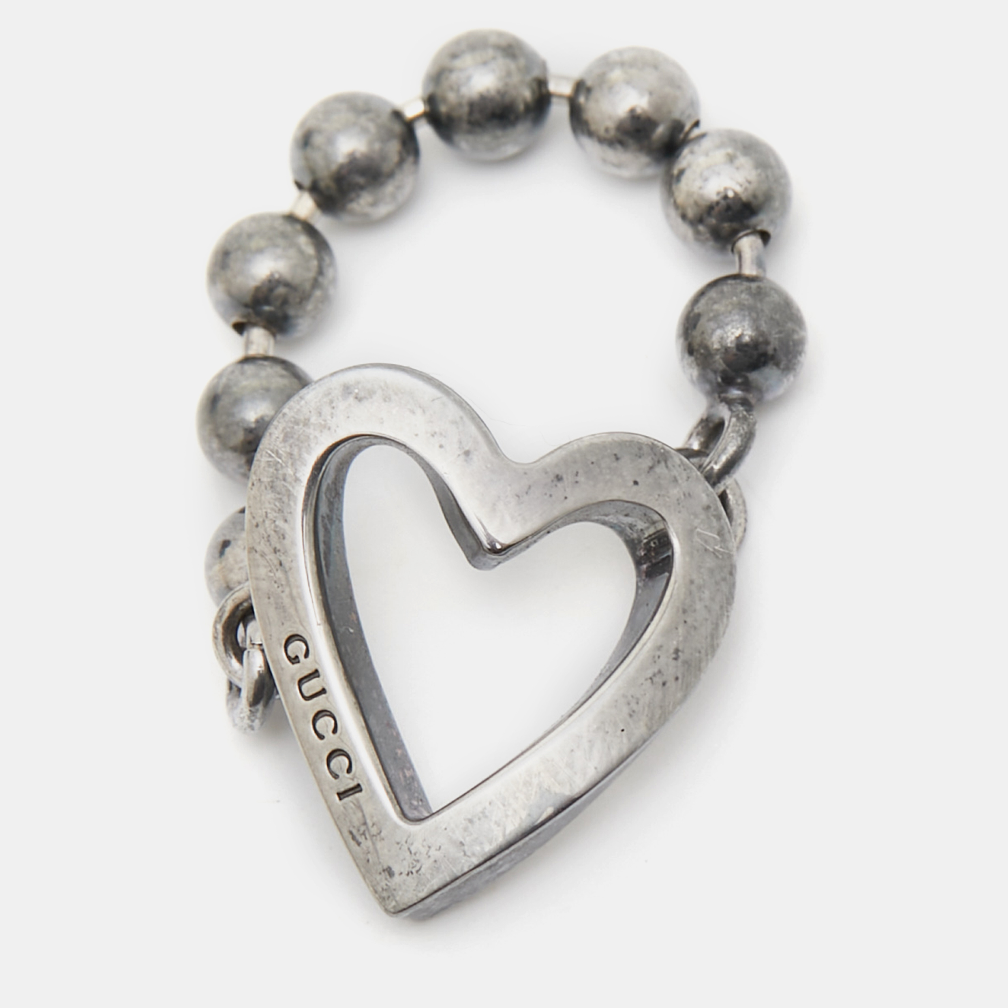 

Gucci Heart Sterling Silver Beaded Ring Size