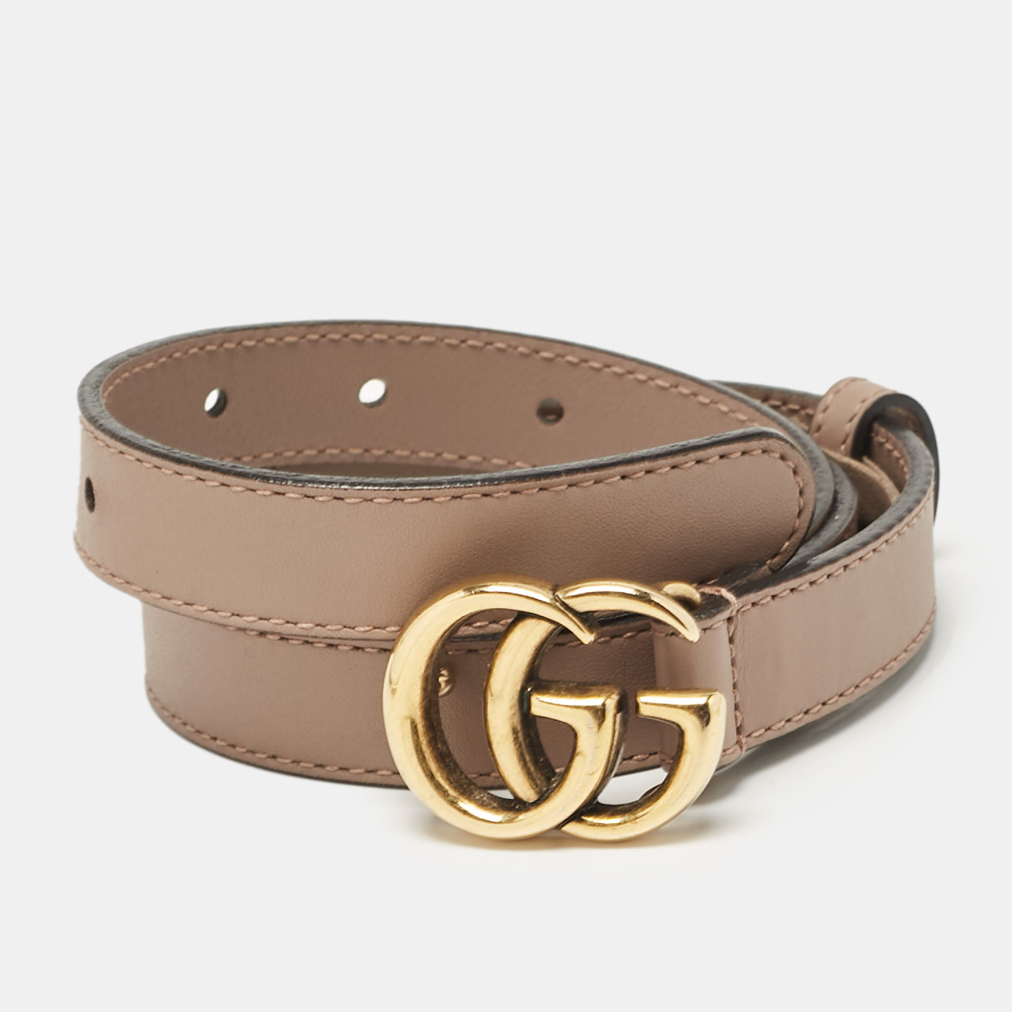 

Gucci Beige Leather GG Marmont Slim Belt 75CM