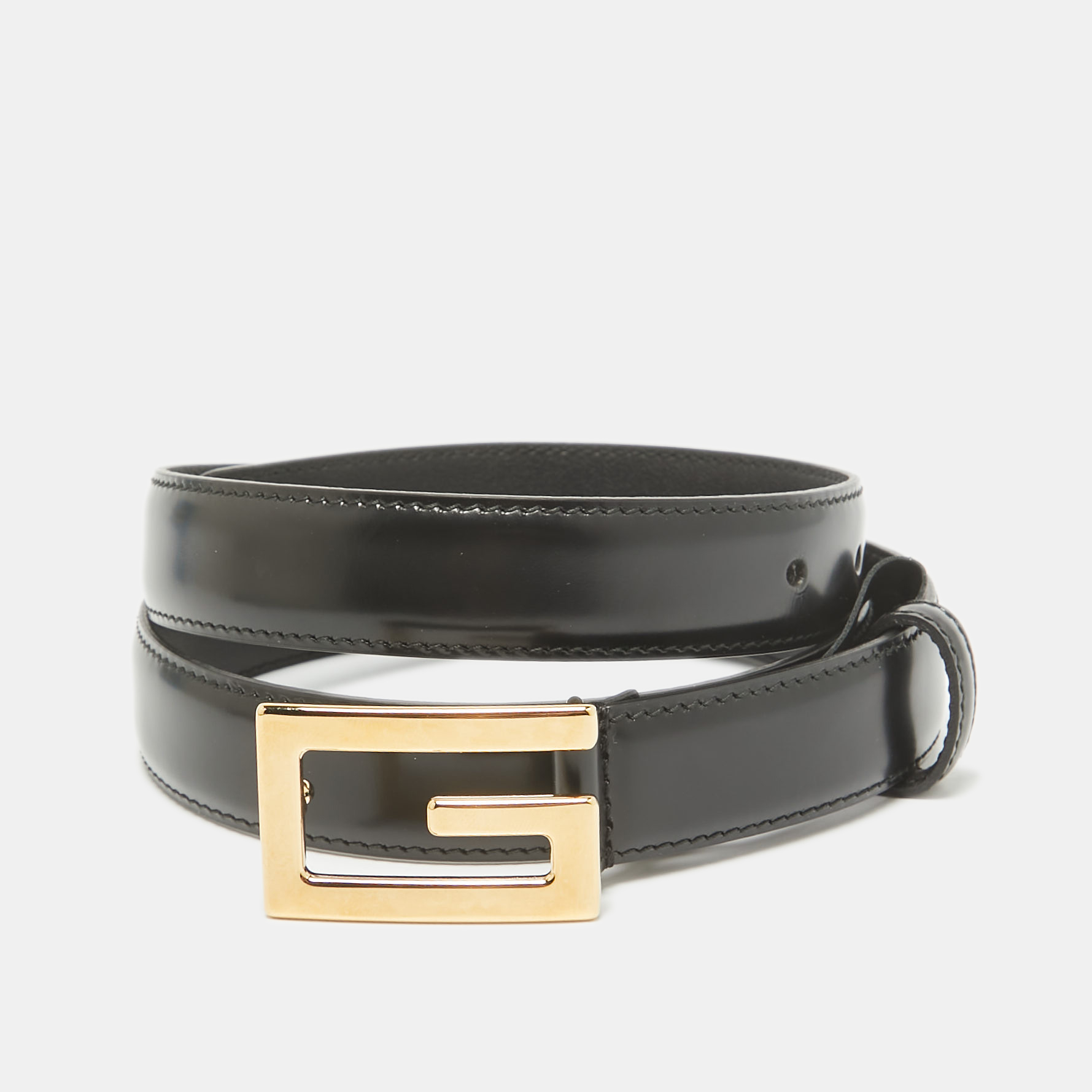 

Gucci Black Leather G Buckle Belt