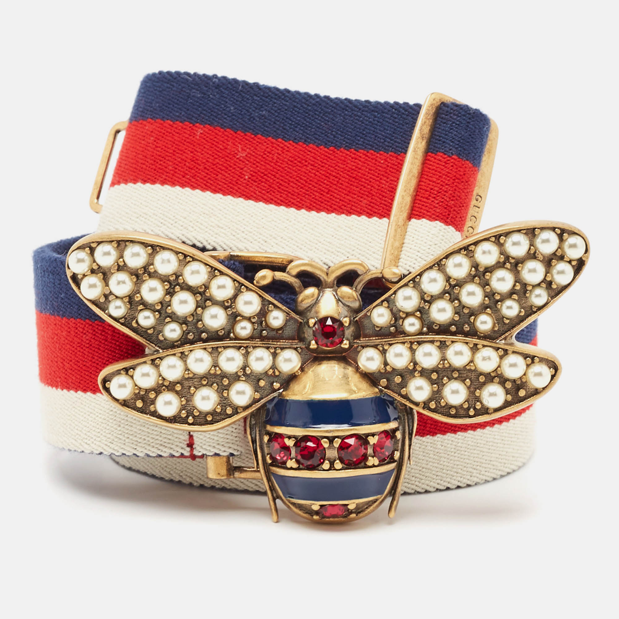 

Gucci Multicolor Web Canvas Queen Margaret Bee Belt 80CM