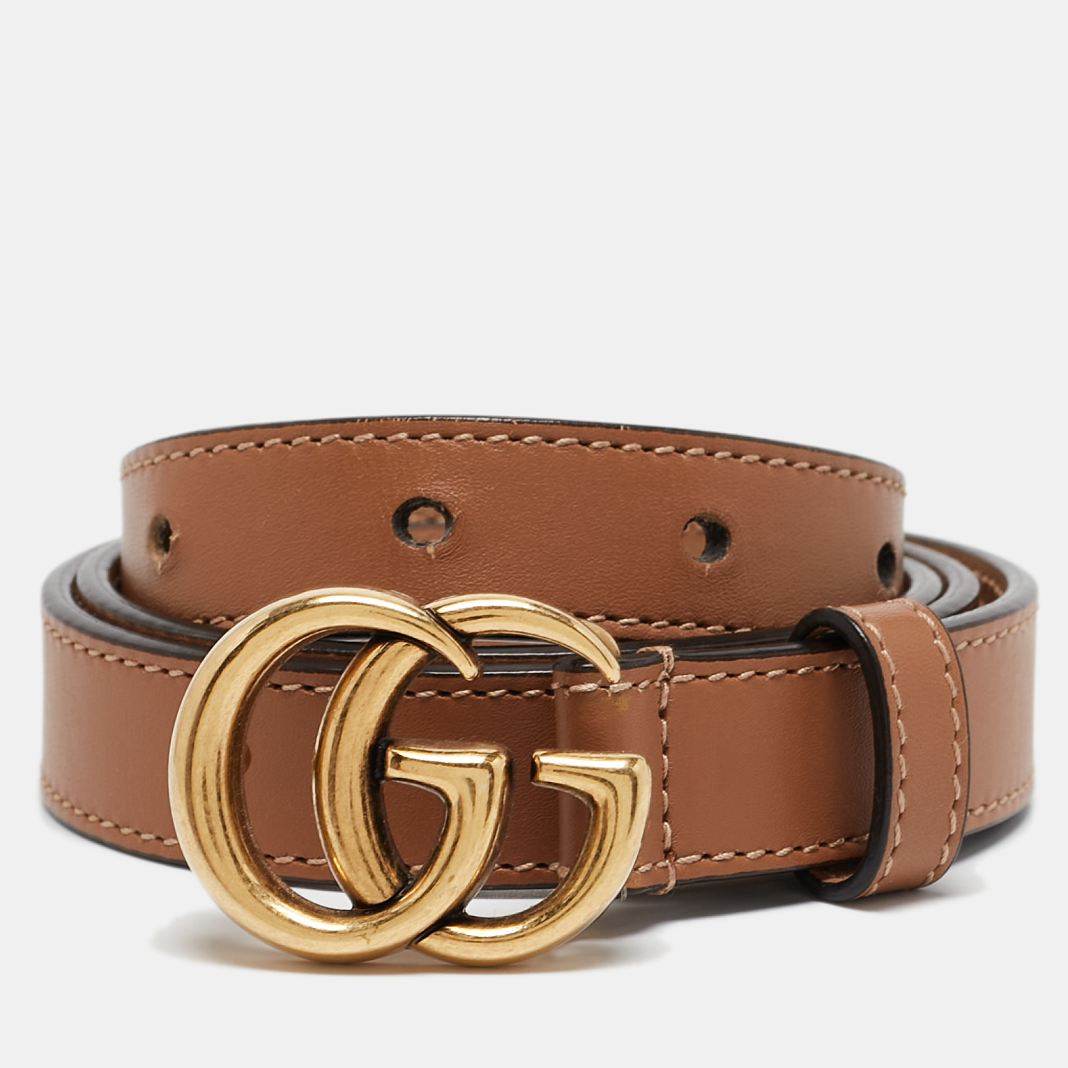 

Gucci Brown Leather GG Marmont Waist Belt